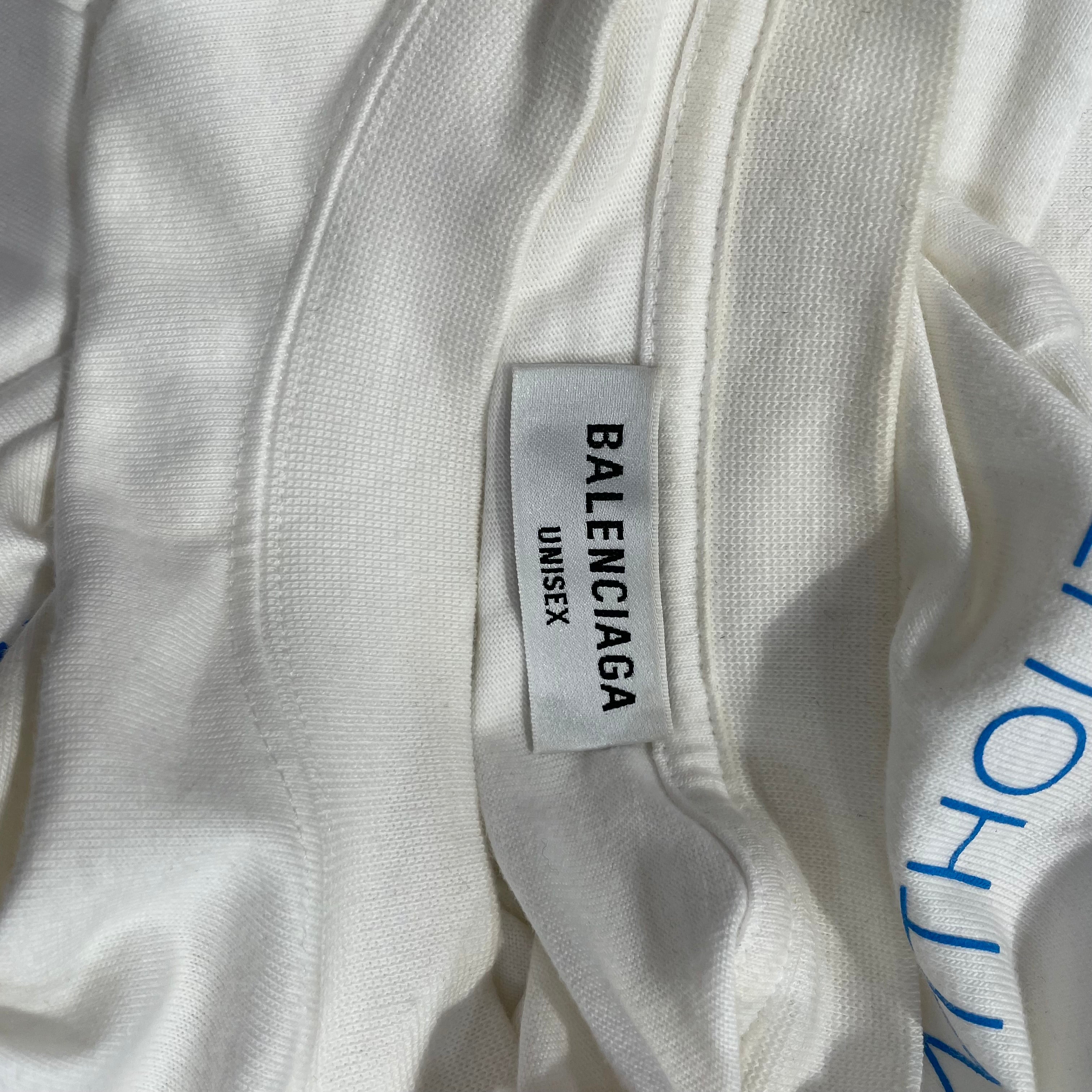 BALENCIAGA/T-Shirt/S/Cotton/WHT/2022 BLUE PRINT WFP view 3