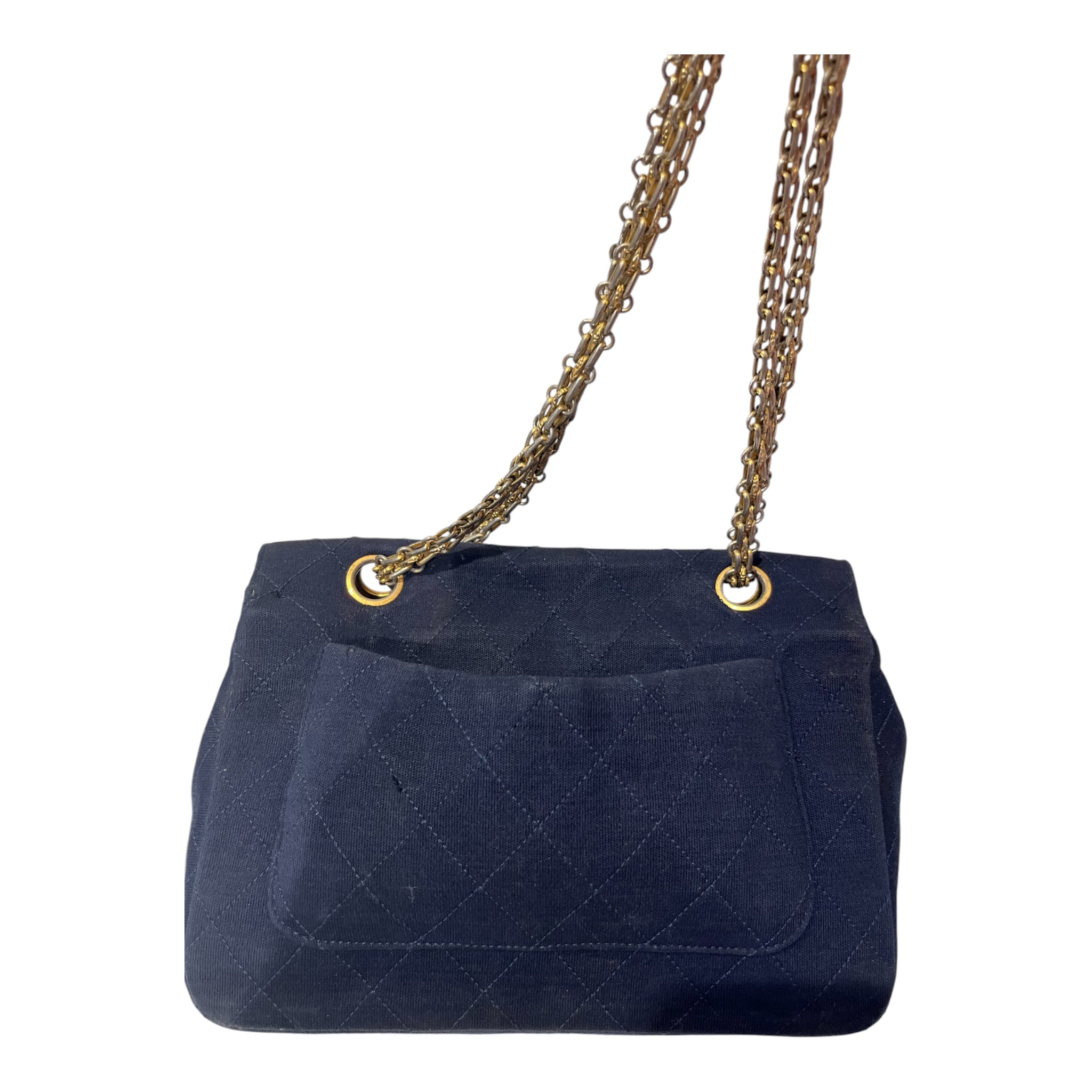 CHANEL/Cross Body Bag/Cotton/NVY/classic flap bag cloth view 2