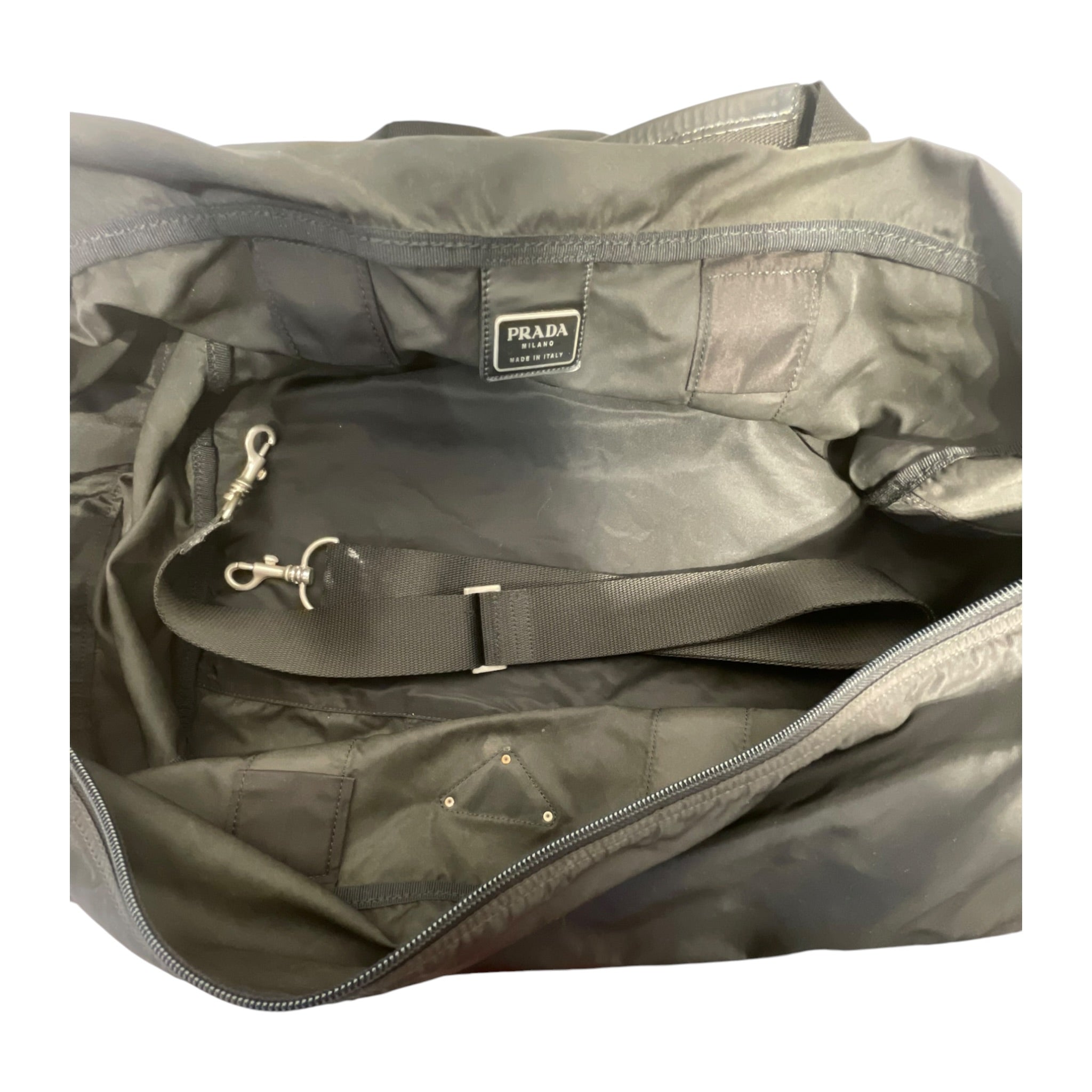 PRADA/Cross Body Bag/Cotton/BLK/TOTE BAG view 5