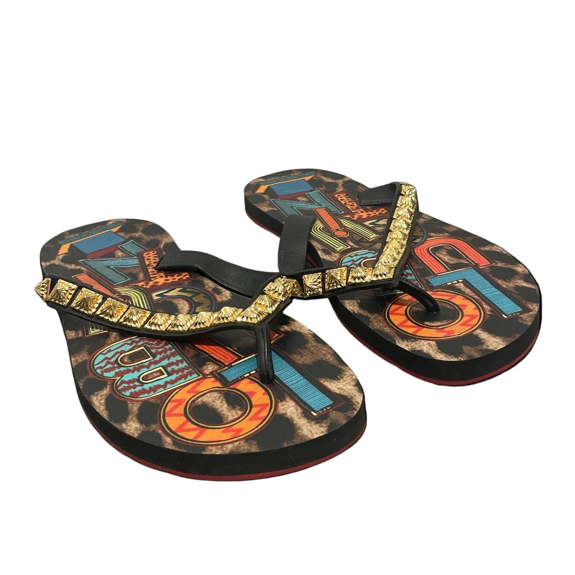Christian Louboutin/Sandals/EU 38/All Over Print/MLT/Leopard Print gold view 1