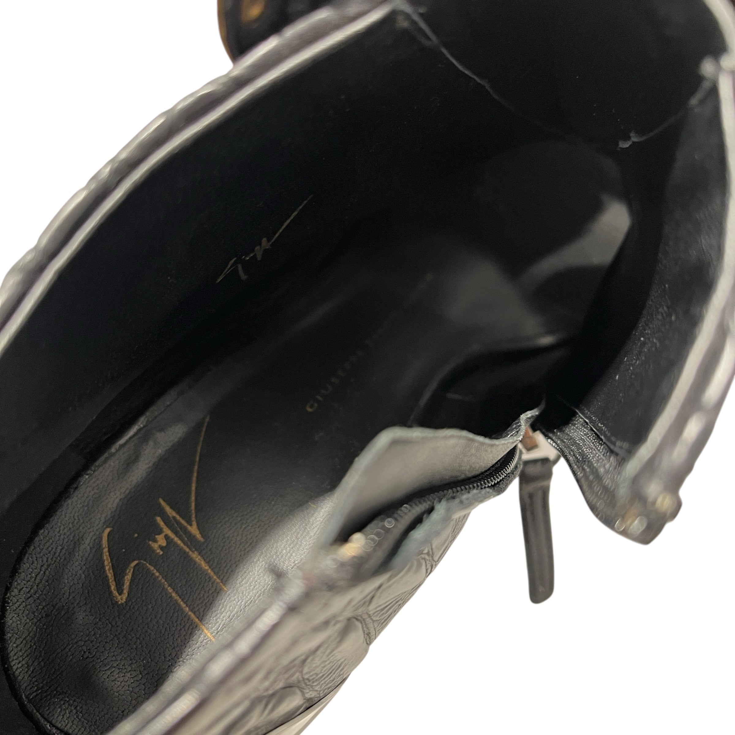 Giuseppe Zanotti/Heels/EU 37/Animal Pattern/Leather/BLK/croc embossed gold plate view 13