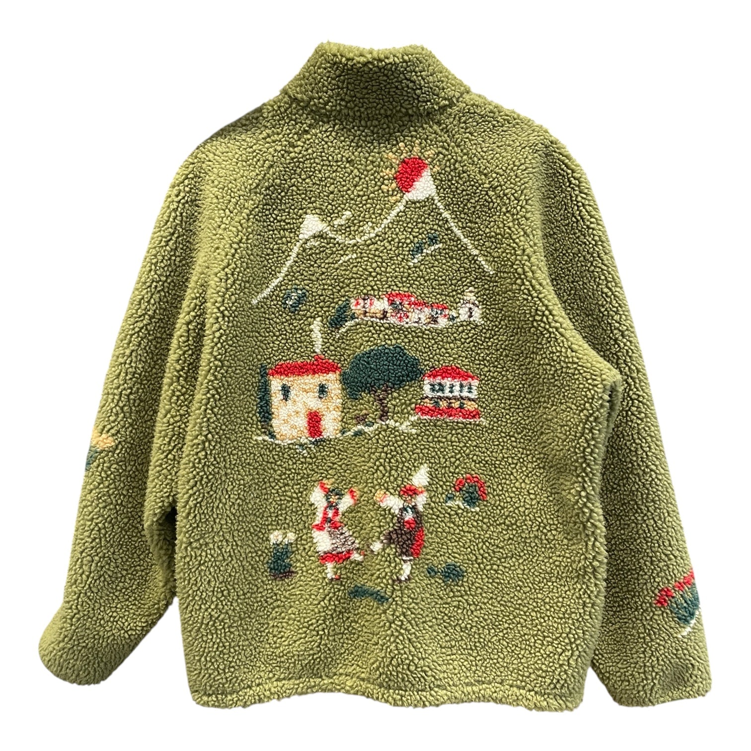 AIME LEON DORE/Fleece Jkt/L/Polyester/GRN/Graphic/VILLAGE FLEECE OLIVE GREEN view 1