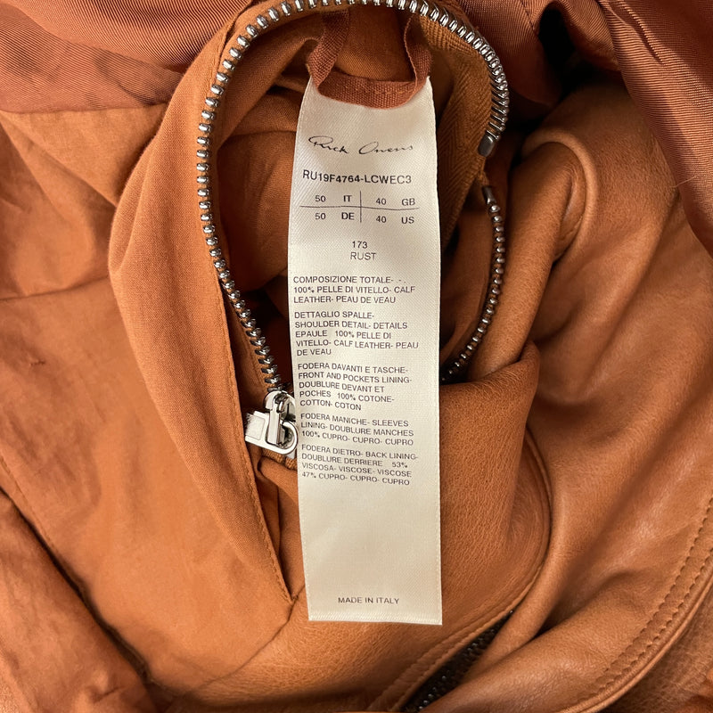 Rick Owens/Leather Jkt/50/Leather/CML/M Stooges Leather Jacket,Rust