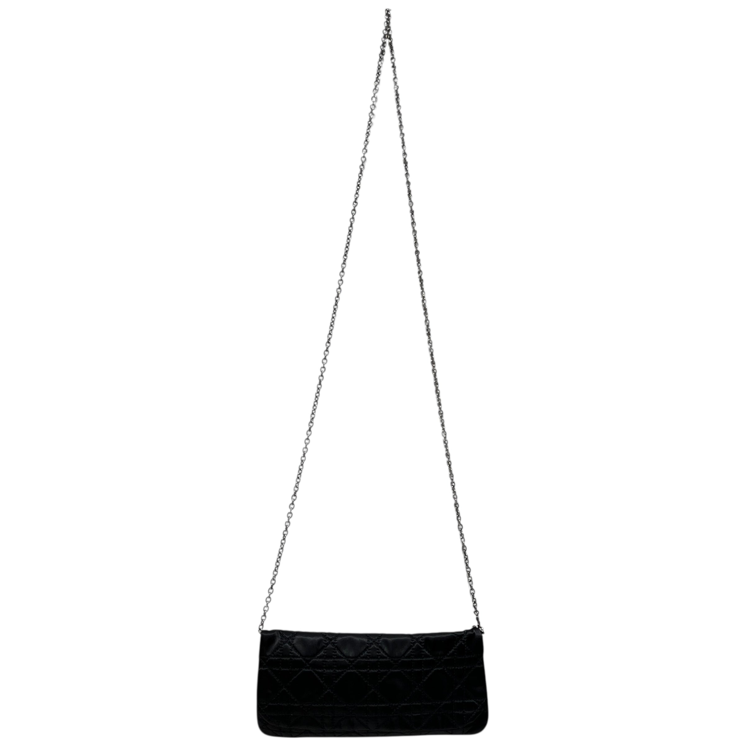 Christian Dior/Cross Body Bag/Cotton/BLK/LADY DIOR CANNAGE/ SILVER view 1