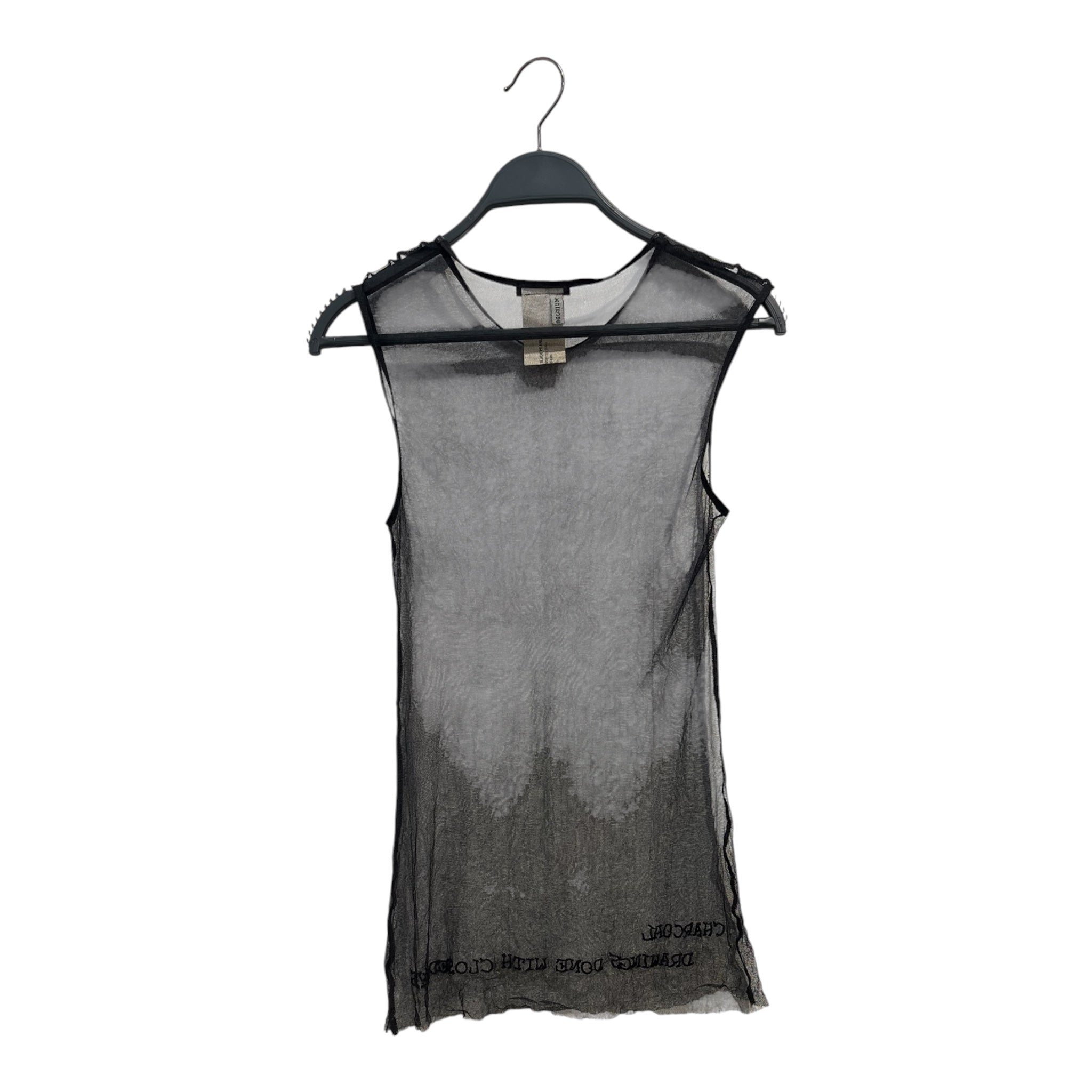 ANN DEMEULEMEESTER/SL Cut & Sew/36/Silk/BLK/mesh see through with stitch view 2