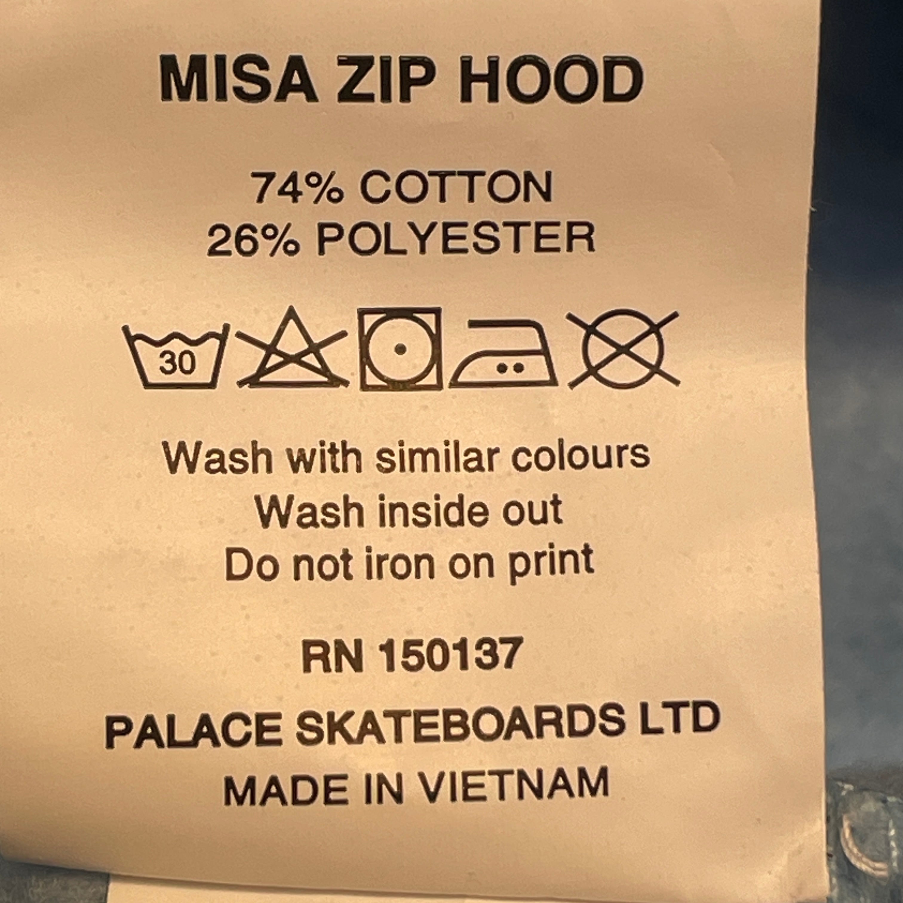 PALACE/Zip Up Hoodie/M/Cotton/BLU/ view 4
