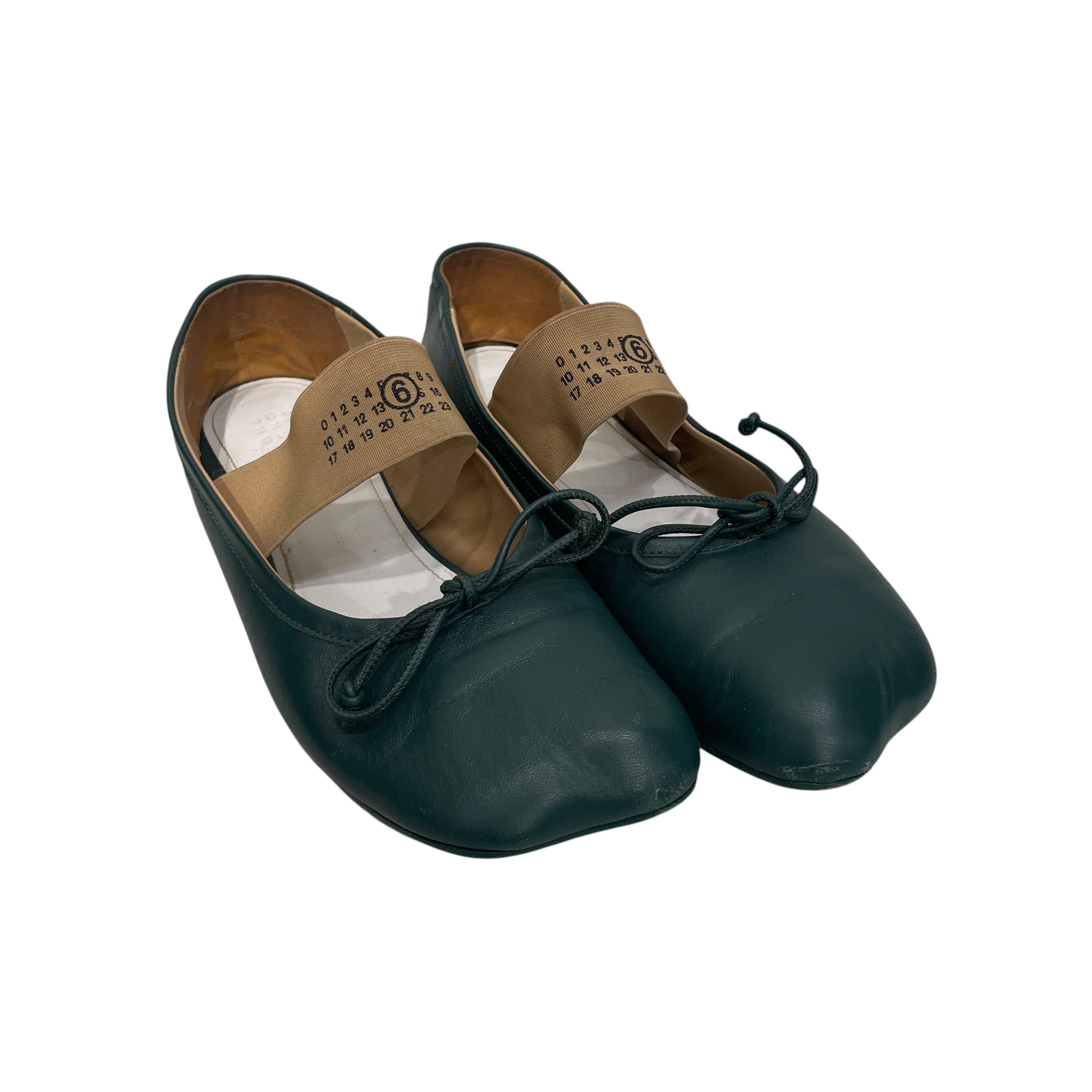 MM6/Flat Shoes/EU 39.5/Leather/GRN/BALLET FLATS