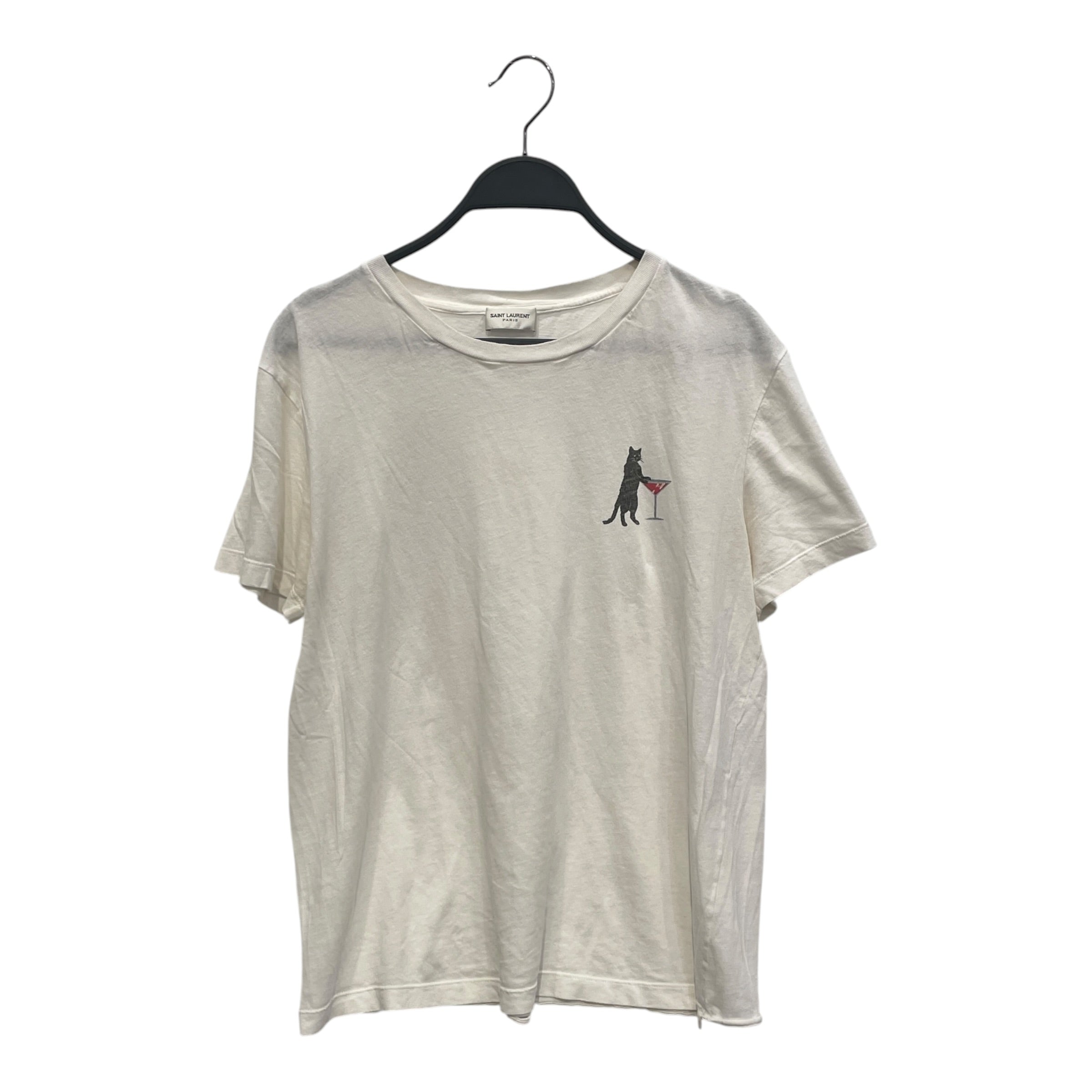 SAINT LAURENT/T-Shirt/S/Cotton/WHT/CAT WINE view 1