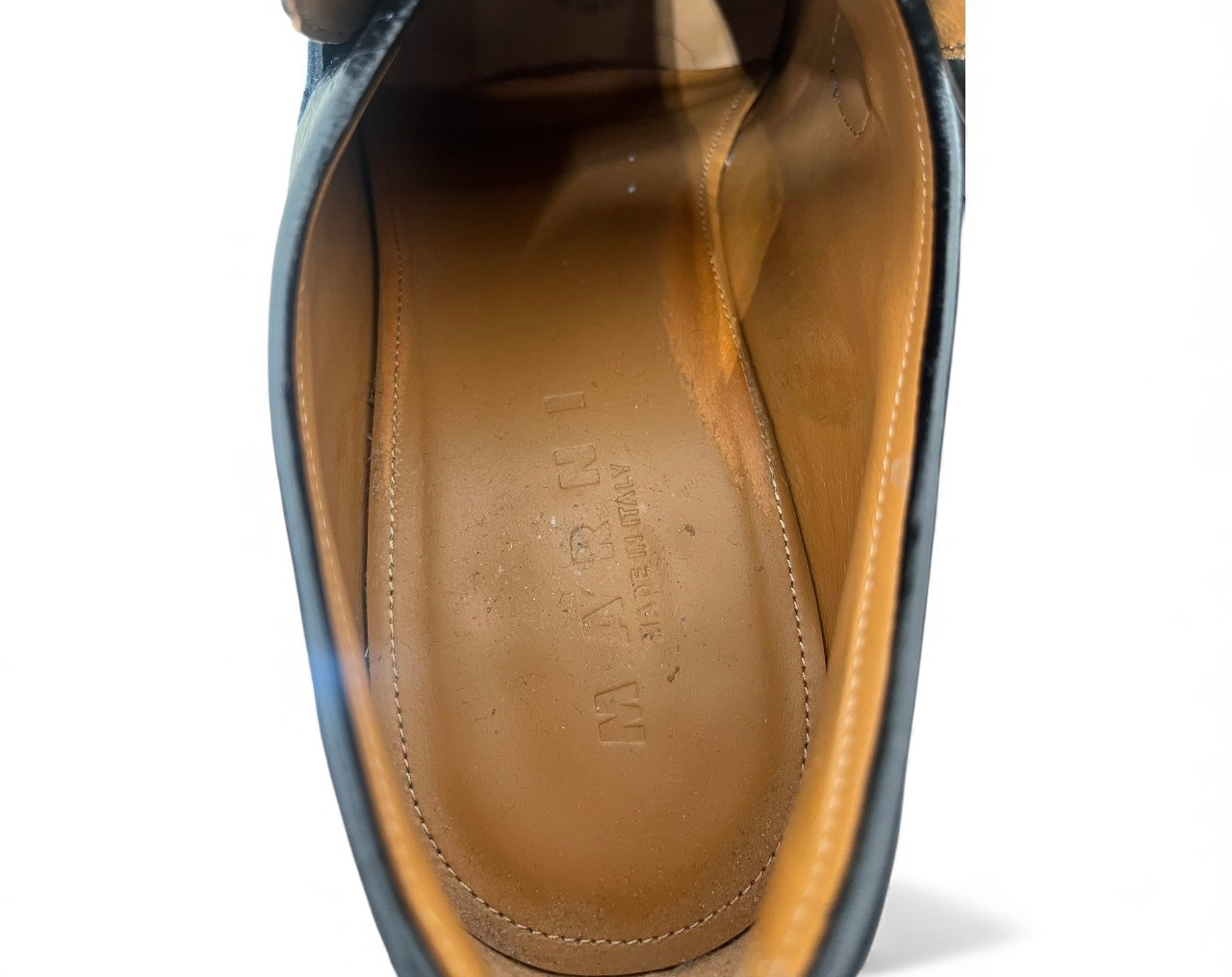 MARNI/Loafers/EU 43/Leather/BLK/SQ TOE HEELED LOAFER CRACK LTH view 3