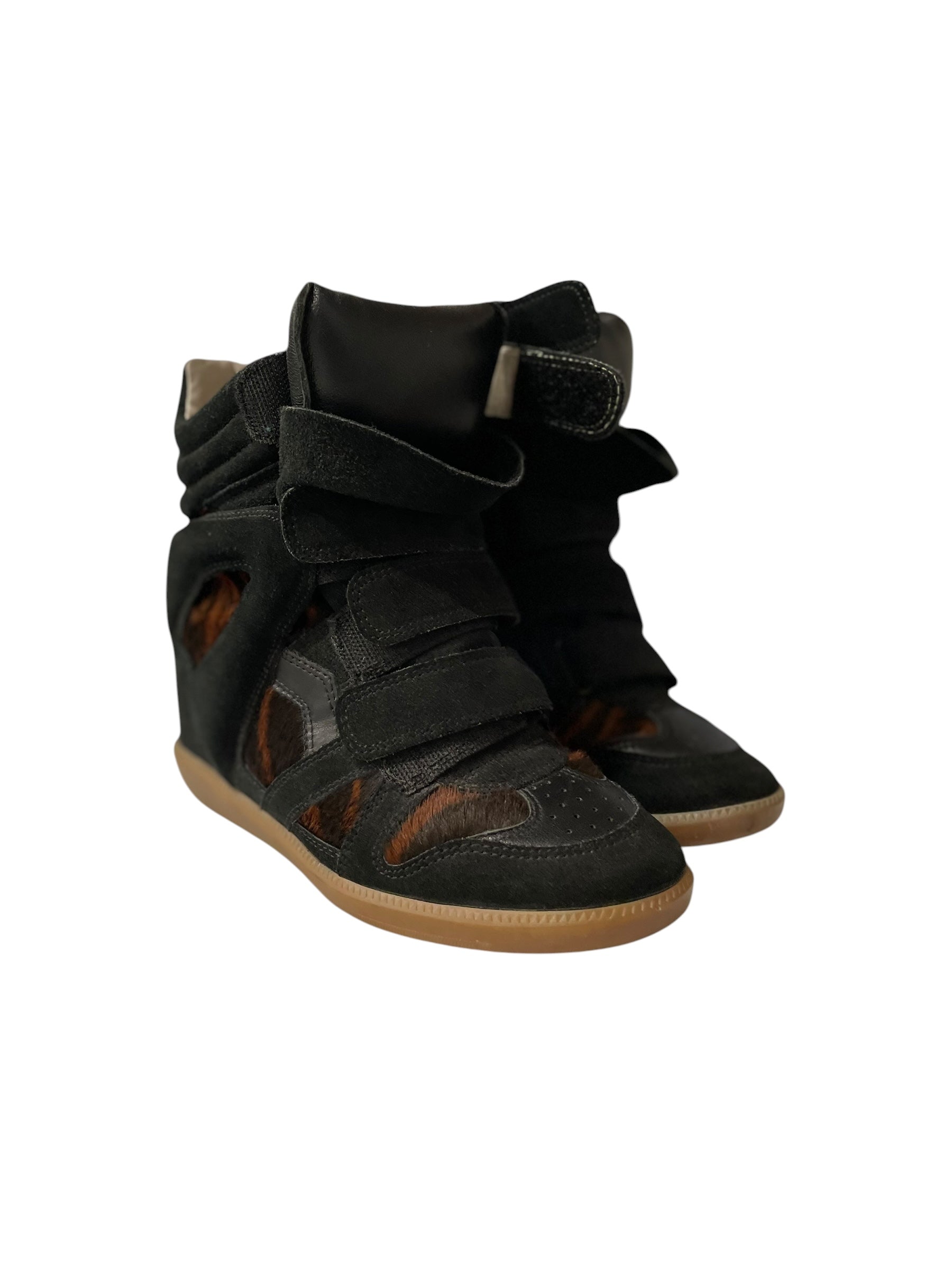 ISABEL MARANT/Hi-Sneakers/US 5.5/Suede/BLK/brown zebrah print view 1
