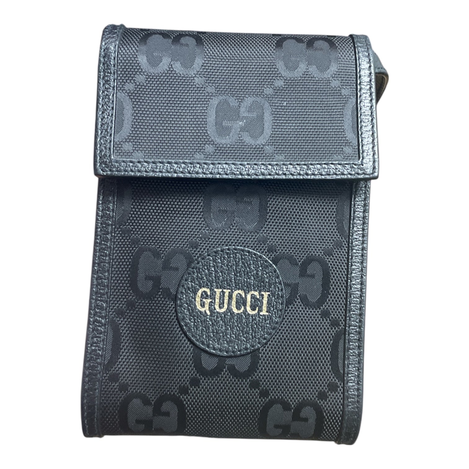 GUCCI/Cross Body Bag/Monogram/Leather/BLK/gold gucci print view 3