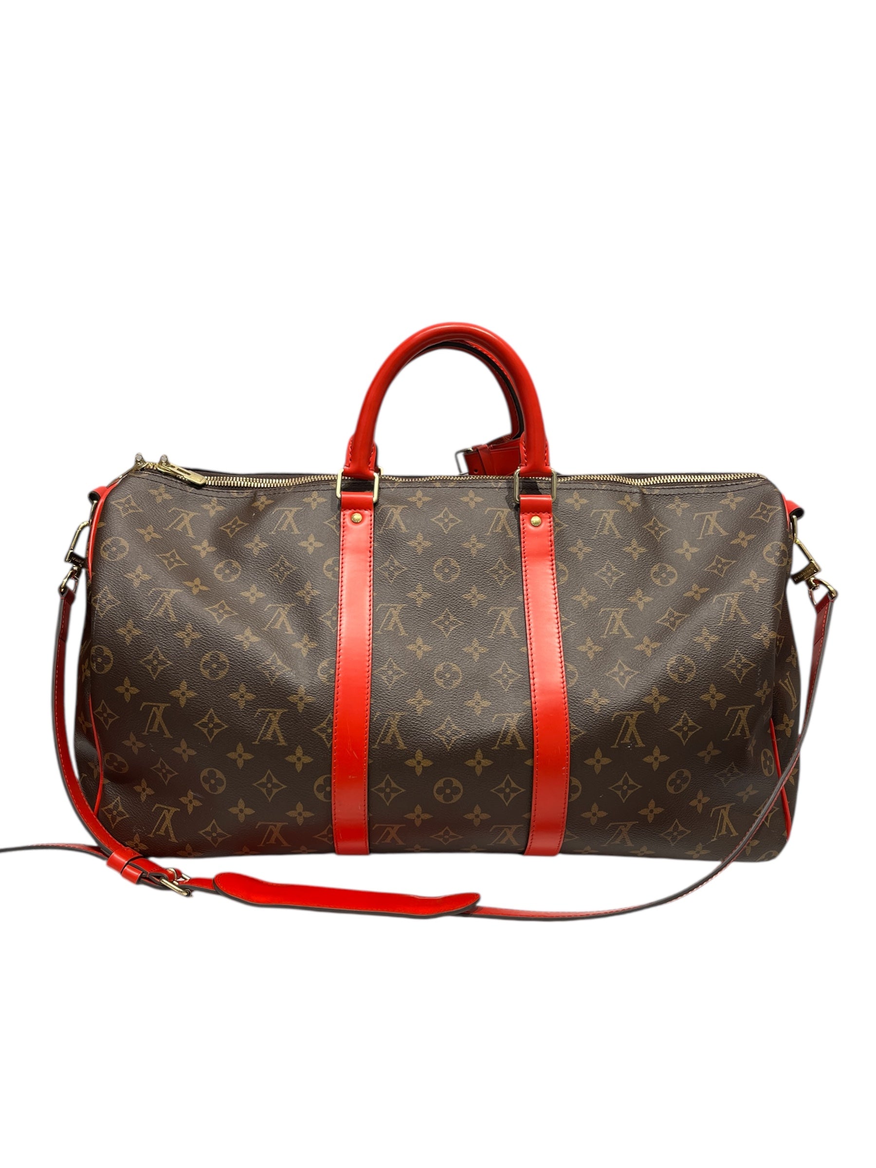LOUIS VUITTON/Luggage/Monogram/Leather/RED/BRWN MONO , RED STRAPS view 2
