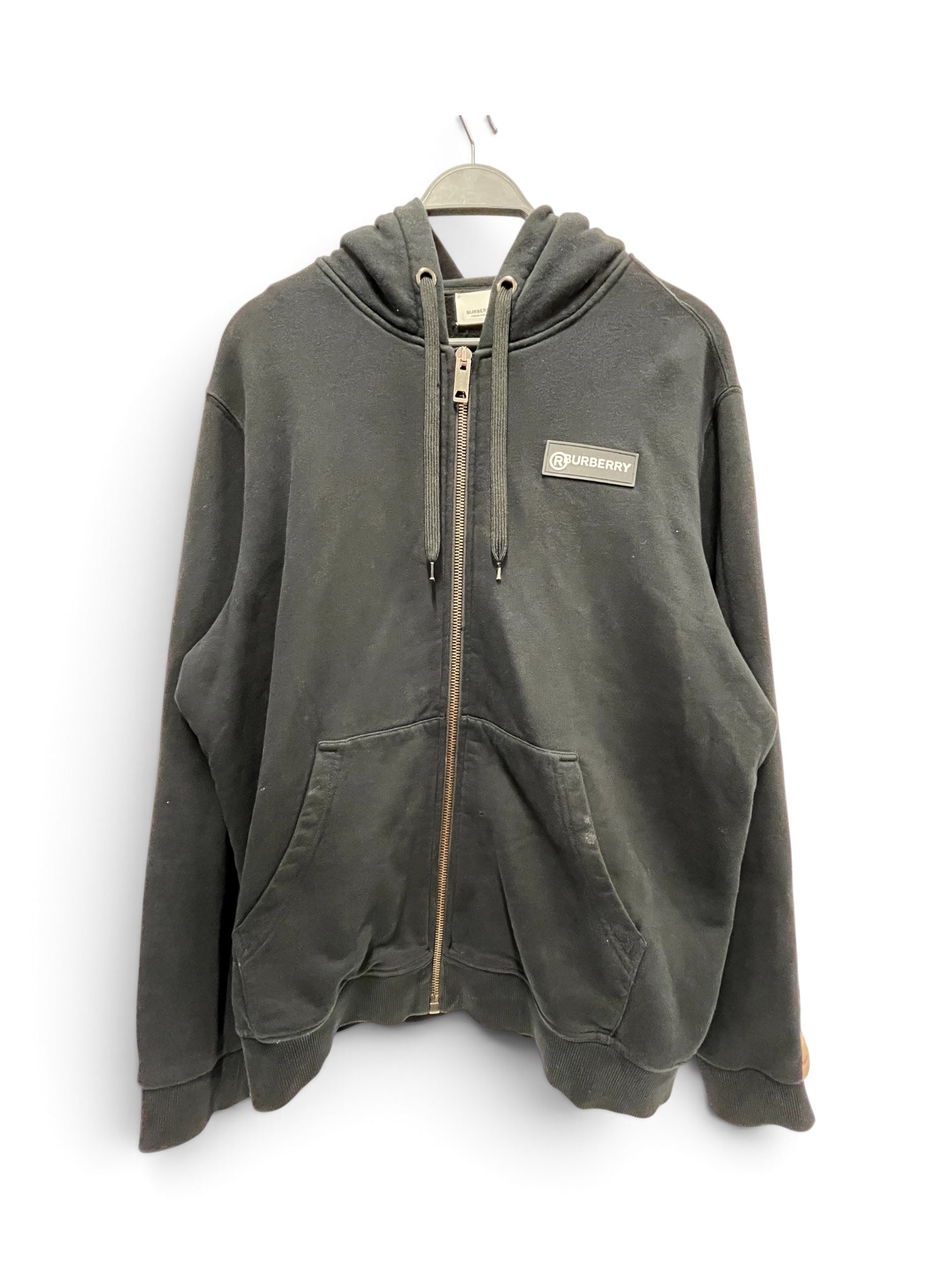 BURBERRY/Jacket/L/Cotton/BLK/BLACK ZIP UP WITH PLAID SLEEVE view 1