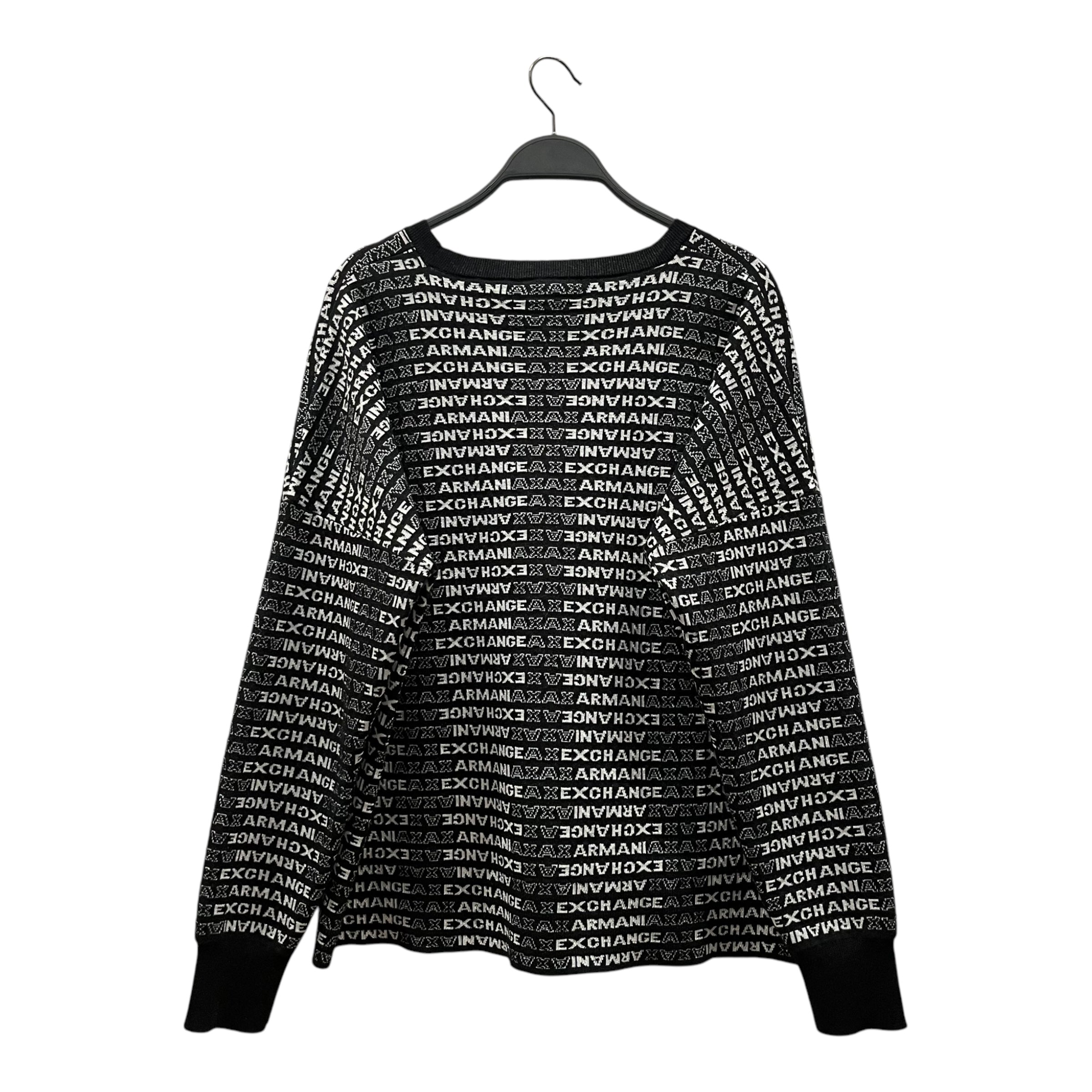 ARMANI EXCHANGE/Sweatshirt/L/All Over Print/Cotton/BLK/All Over Print Logo Knitted view 2