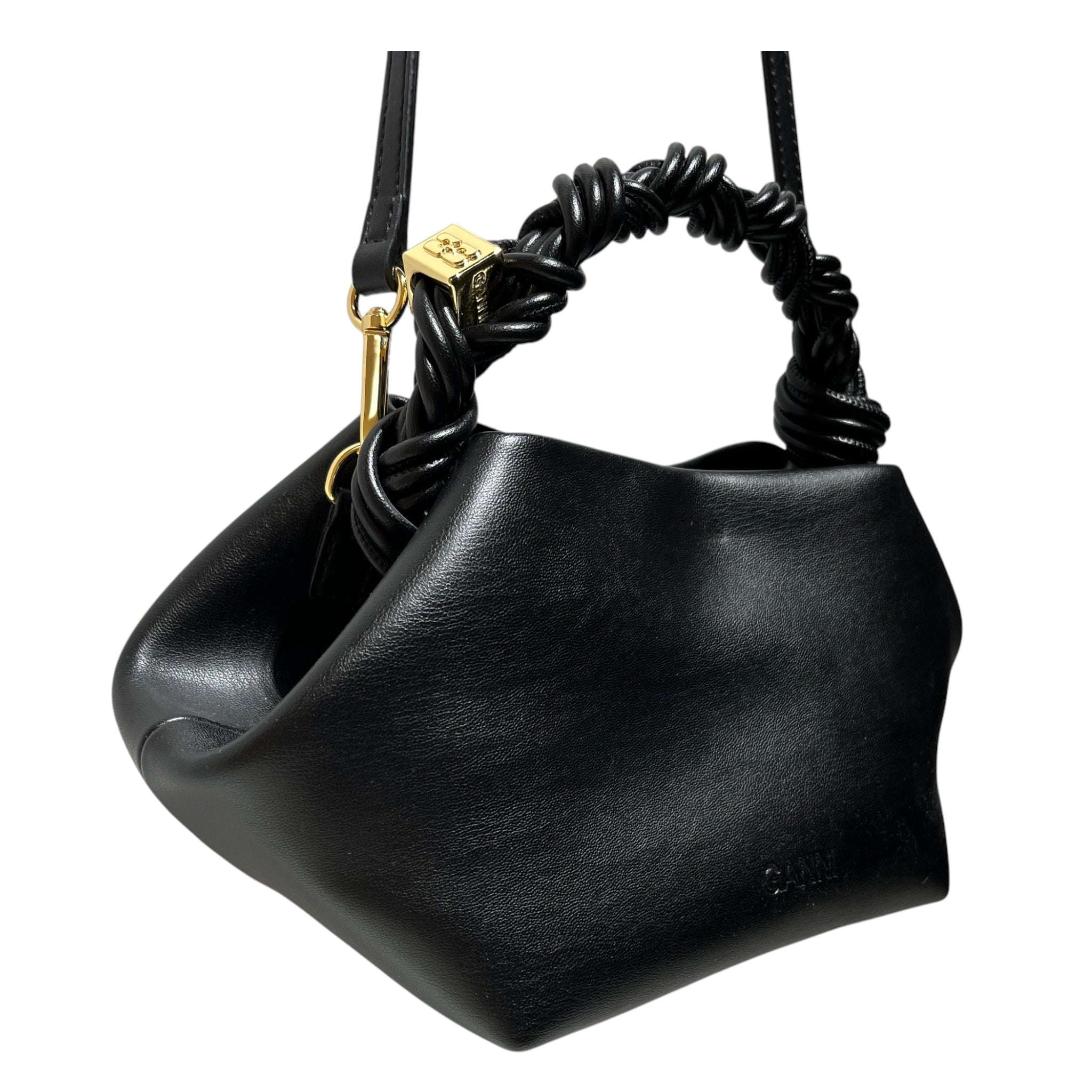 GANNI/Cross Body Bag/Leather/BLK/braided handle view 2