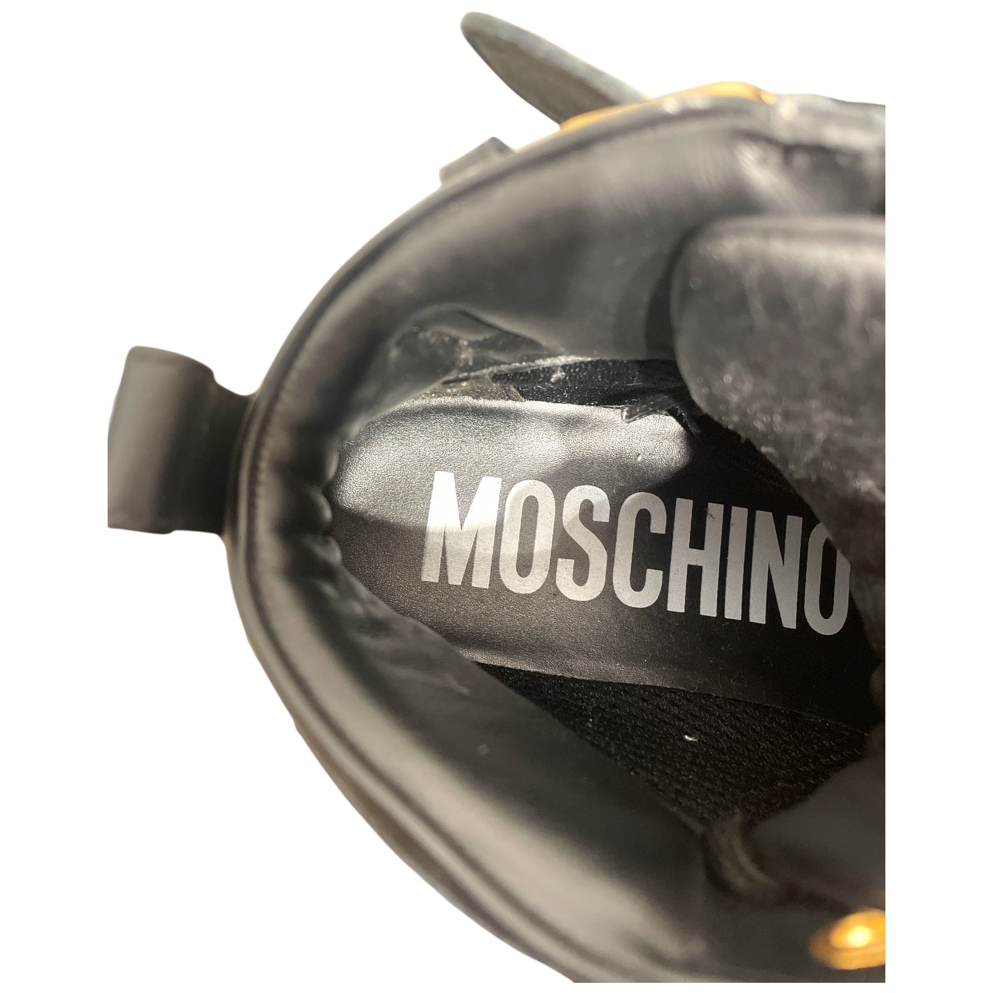 MOSCHINO/Hi-Sneakers/EU 38/Leather/BLK/GLD LOGO HIGHTOP/BUCKLE STRAP view 3