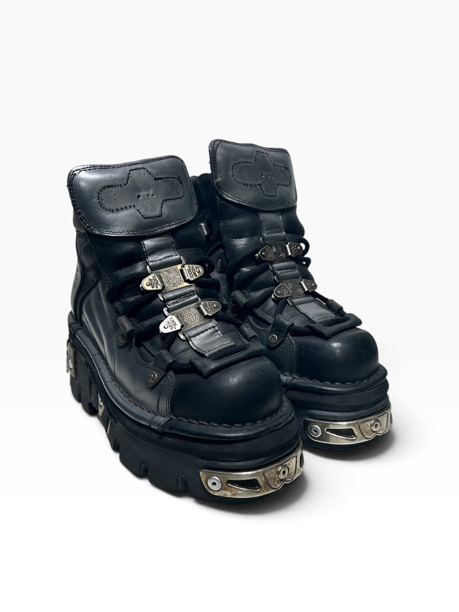 NEW ROCK/Shoes/EU 38/Leather/BLK/platform ankle boot view 1