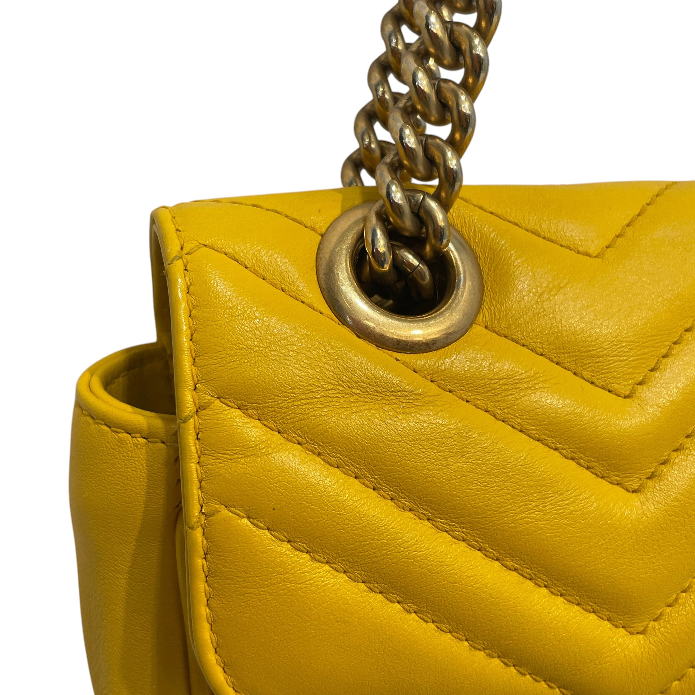 GUCCI/Cross Body Bag/Leather/YEL/Matelasse GG Marmont Small Bag view 7
