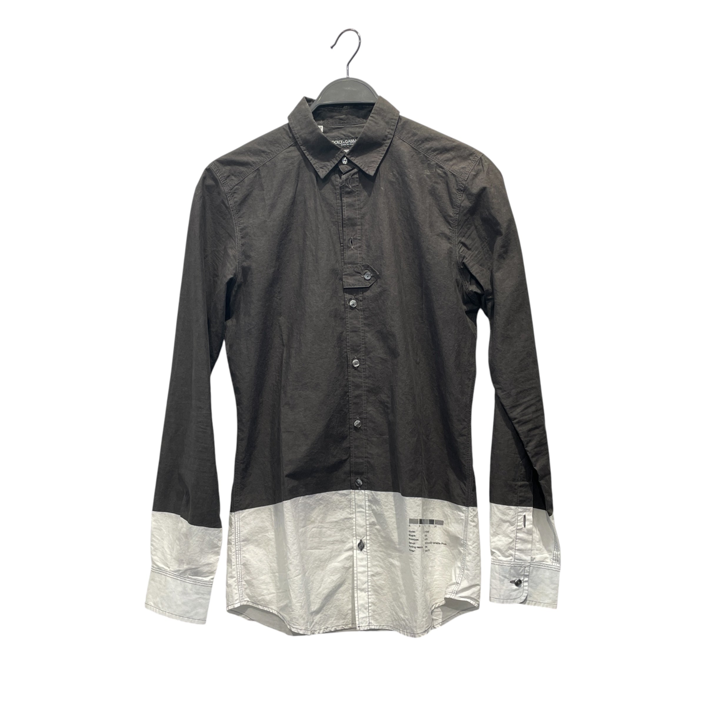 DOLCE&GABBANA/LS Shirt/Cotton/BRW/Borwn white bottom view 1