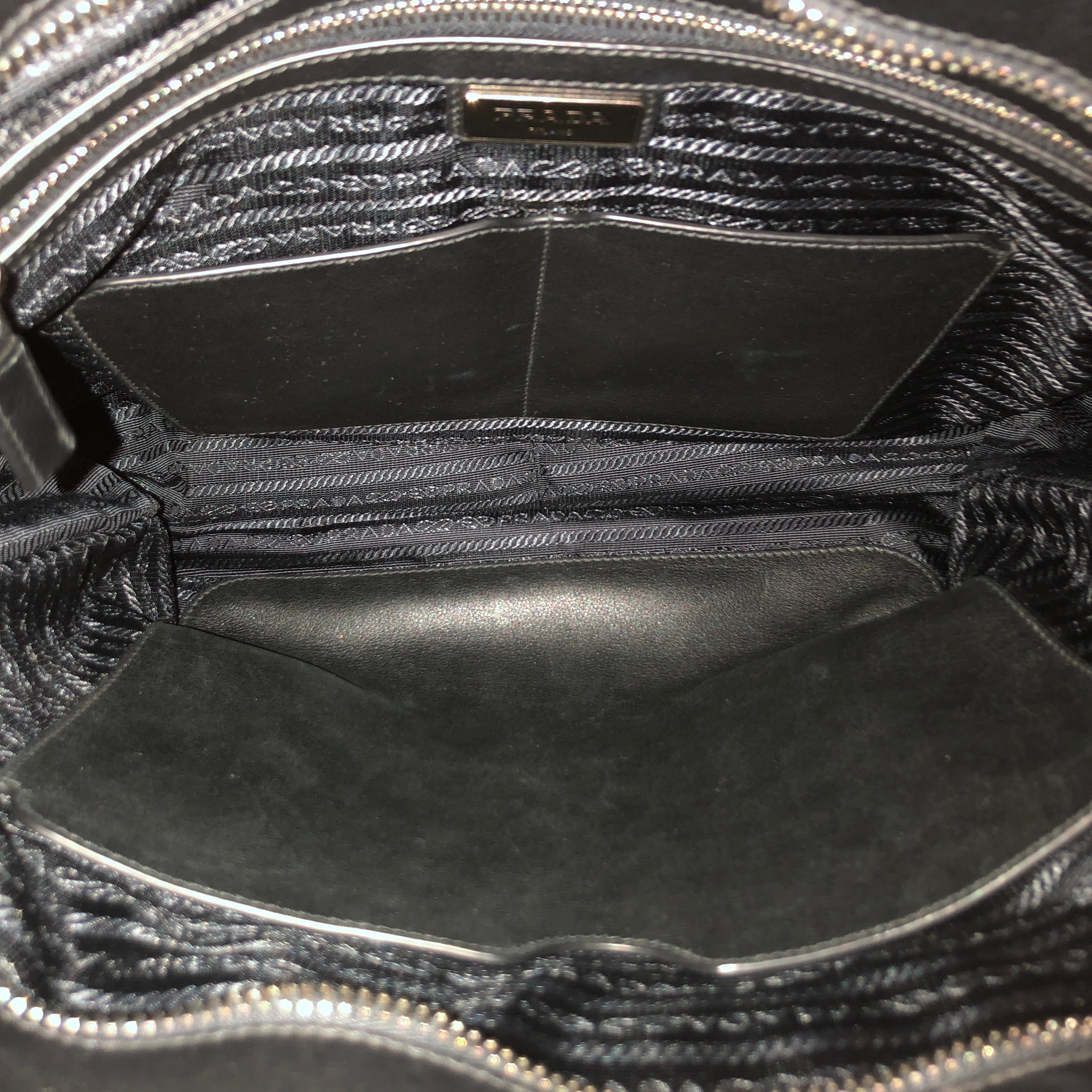 PRADA/Cross Body Bag/Leather/BLK/CONVERTIBLE FRONT POCKET view 6