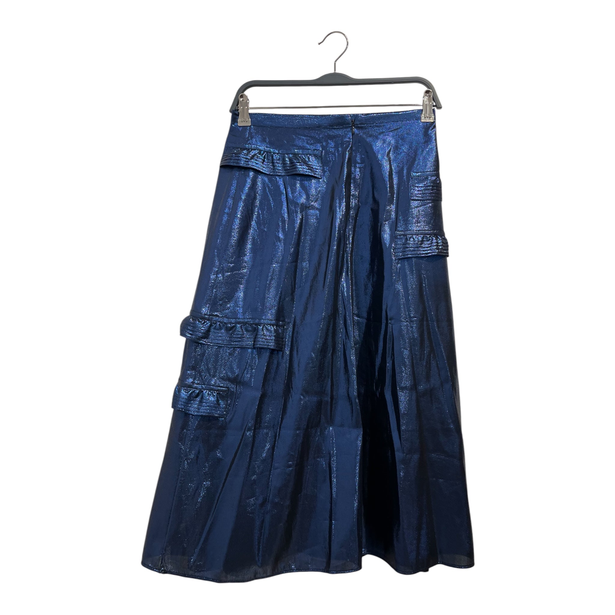 BURBERRY/Long Skirt/4/Silk/BLU/BLUE SMIMMERY SILK LONG SKIRT view 2
