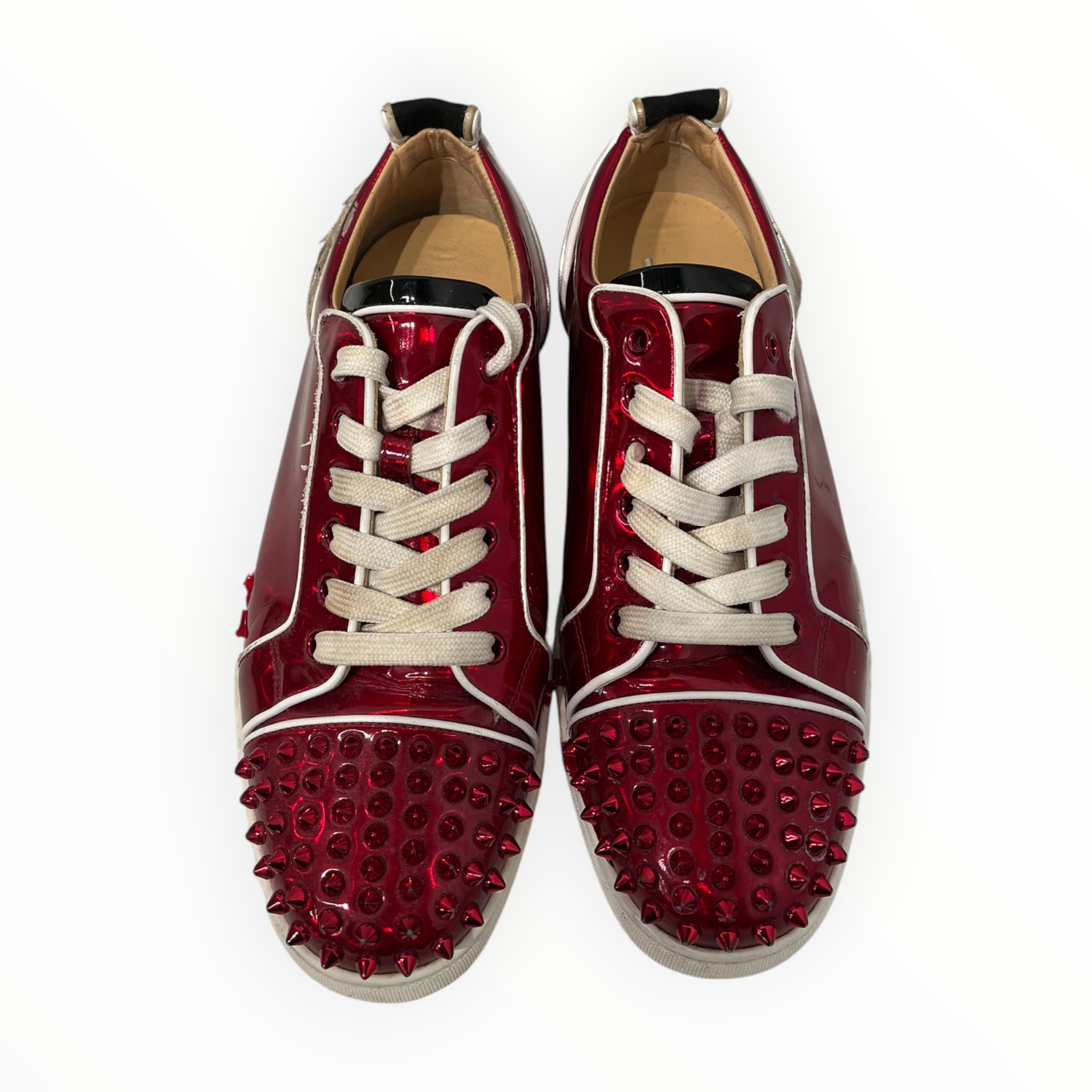 Christian Louboutin/Low-Sneakers/EU 41.5/RED/toe spikes blackbackwhitelogo view 3