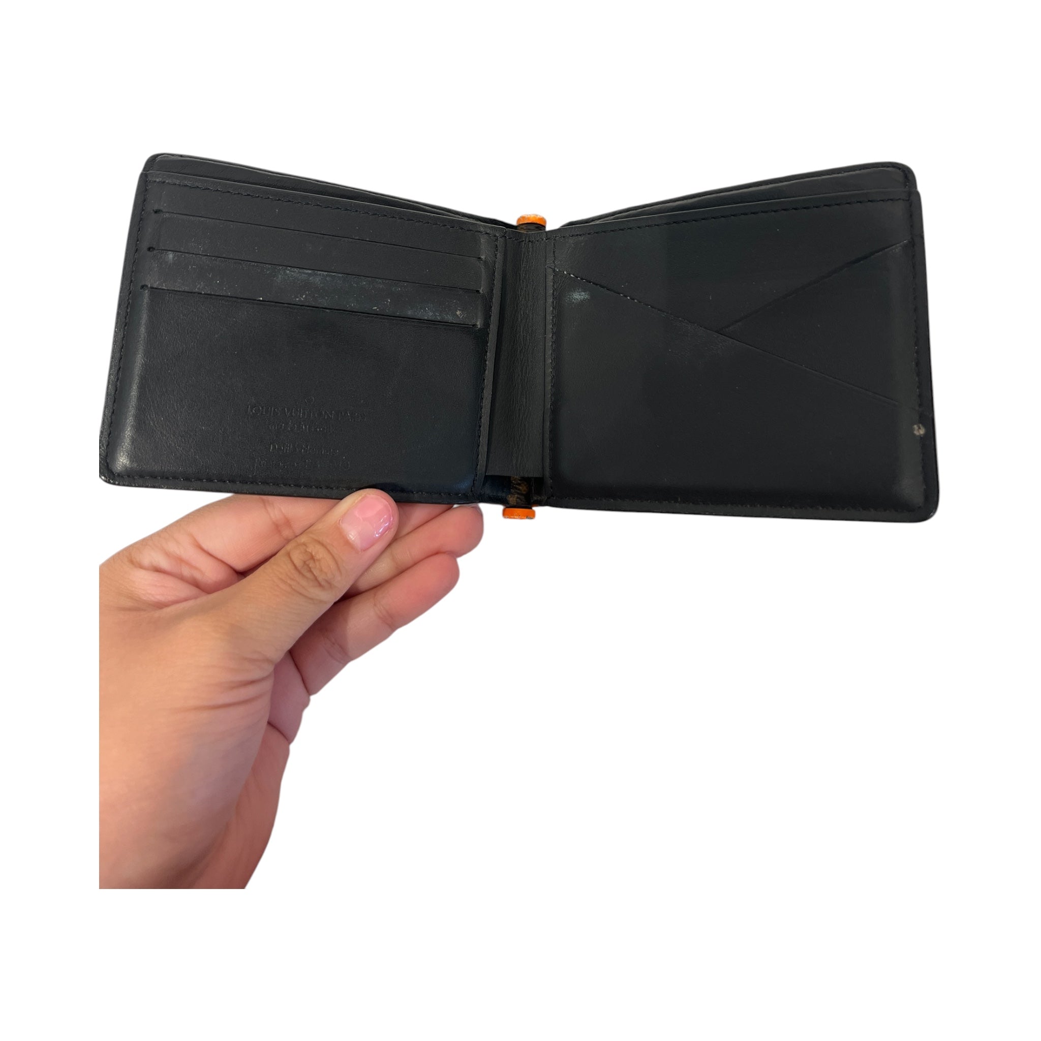 LOUIS VUITTON/Bifold Wallet/Monogram/Leather/BRW/M's/solar ray orange bar wallet view 4