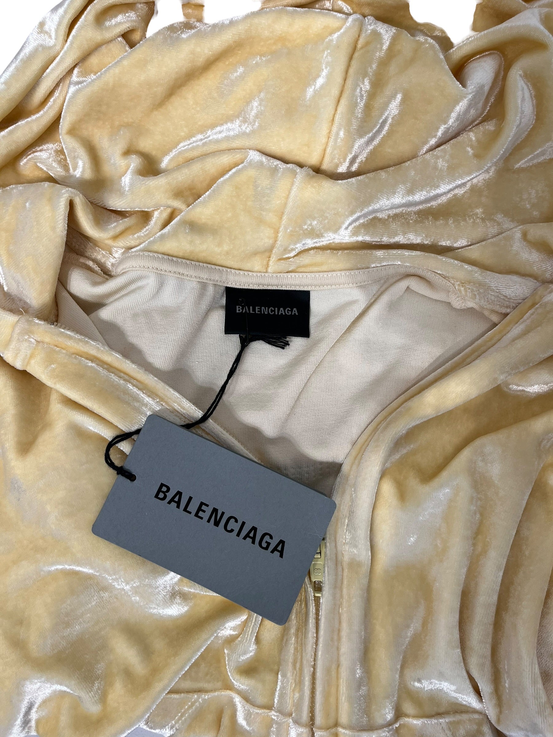 BALENCIAGA/Zip Up Hoodie/S/Velour/YEL/BB LOGO VELOUR ZIP view 4