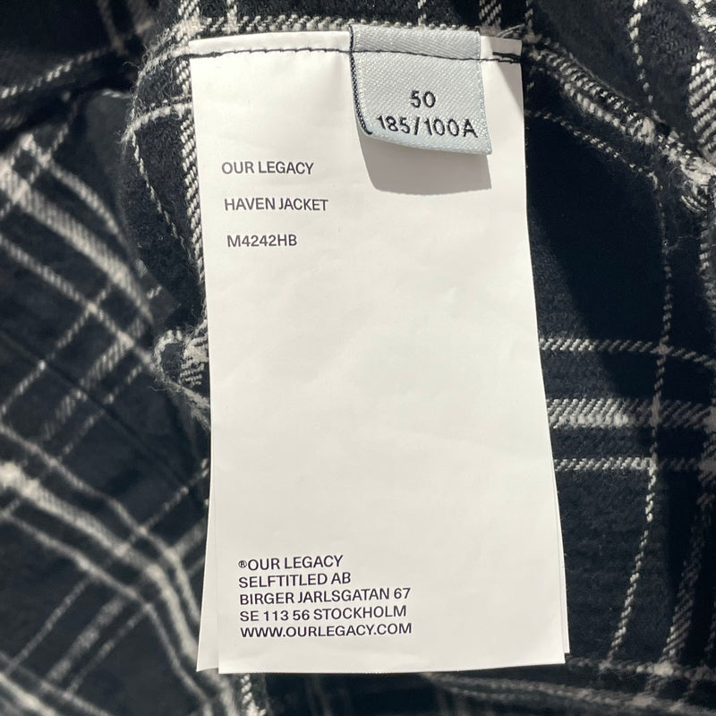 OUR LEGACY/Flannel Shirt/50/Cotton/BLK/Plaid/