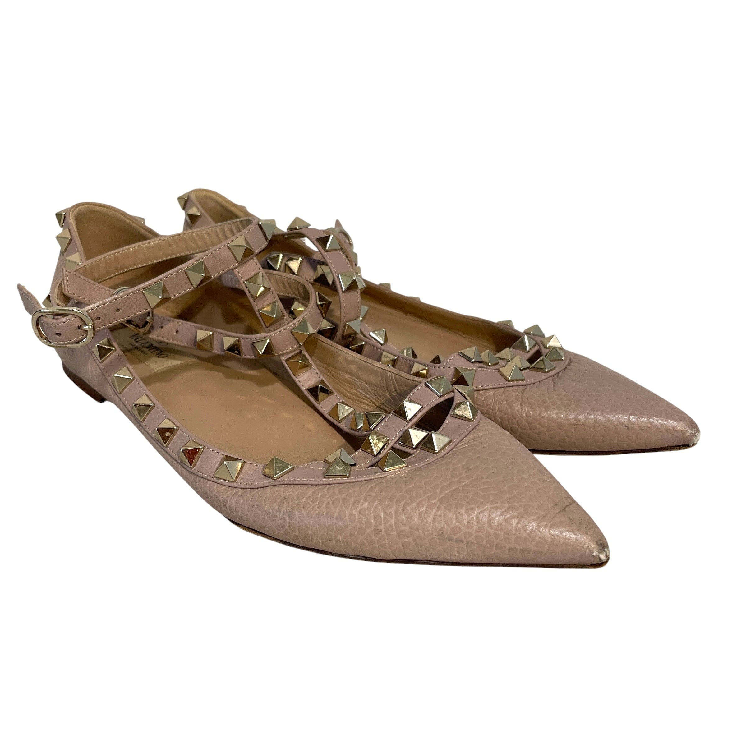 VALENTINO/Flat Shoes/EU 38.5/Leather/PNK/Studded view 1