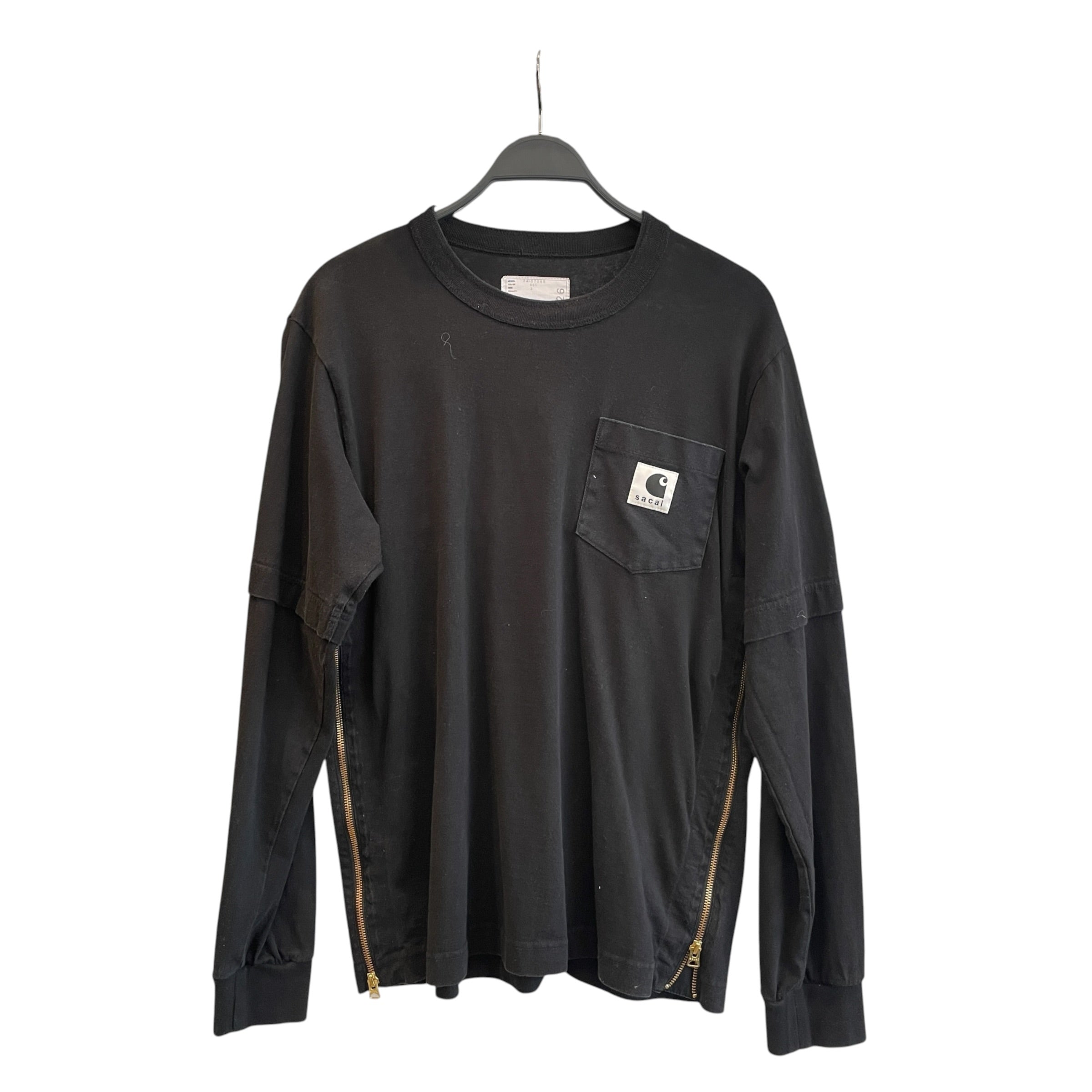 Sacai/LS T-Shirt/S/Cotton/BLK/SACAI SIDE ZIPPERS LS view 1