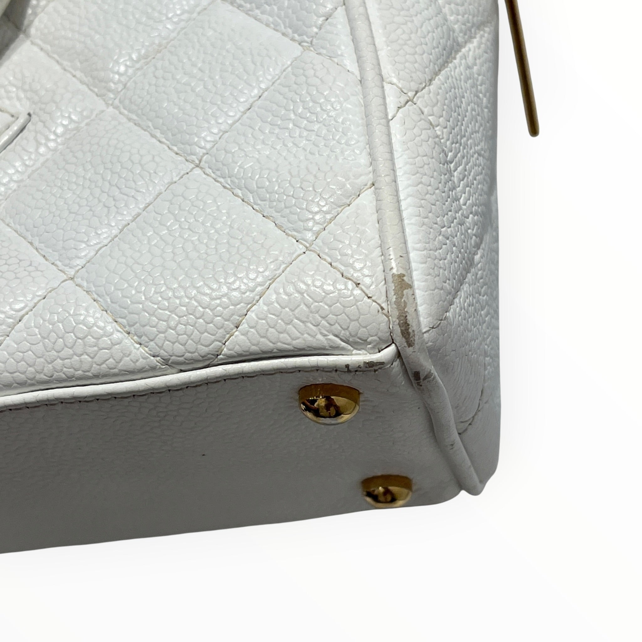 CHANEL/Hand Bag/Leather/WHT/Timeless Quilted Bowler Bag view 4