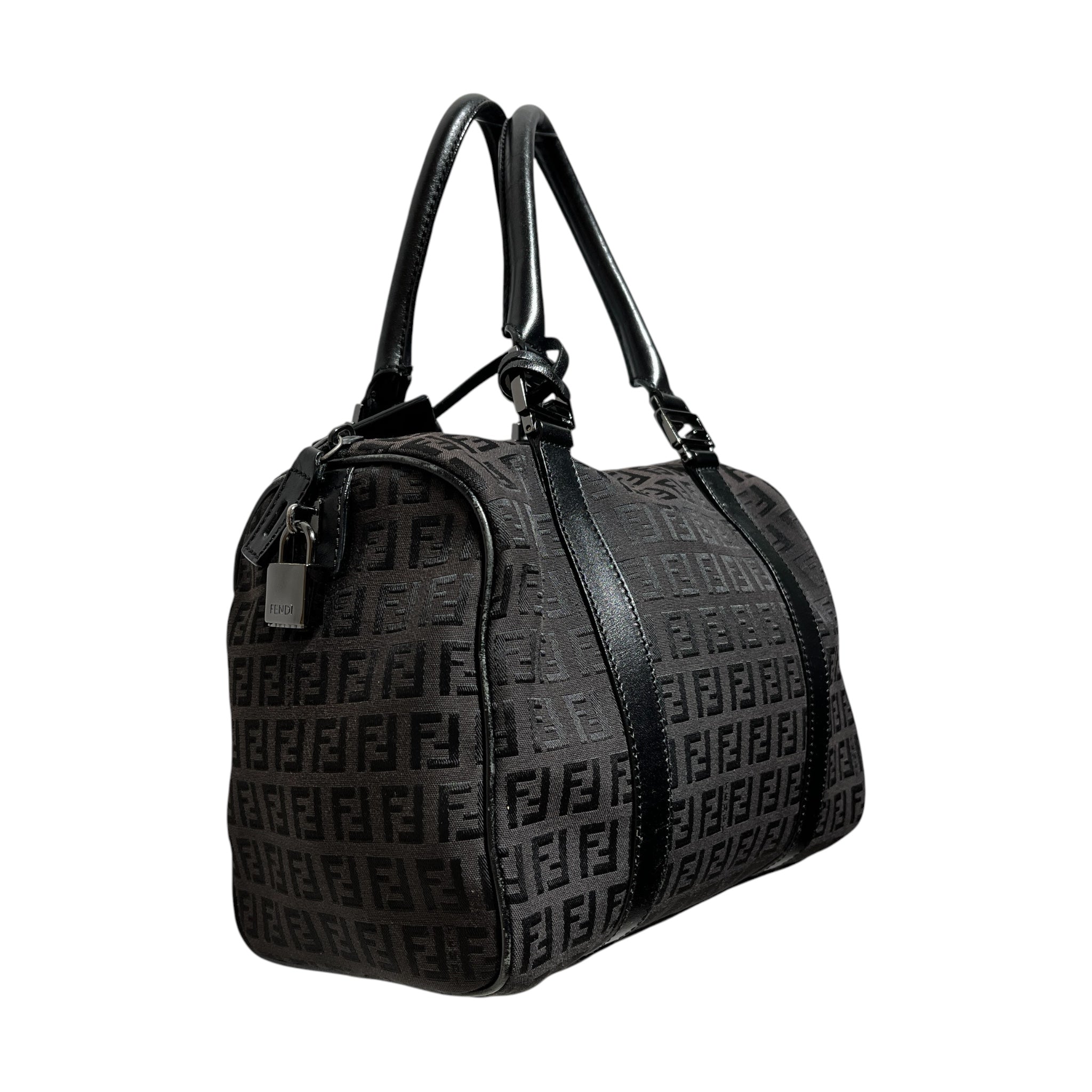 FENDI/Boston Bag/Monogram/Nylon/BLK/Black Zucca Boston Mini view 4