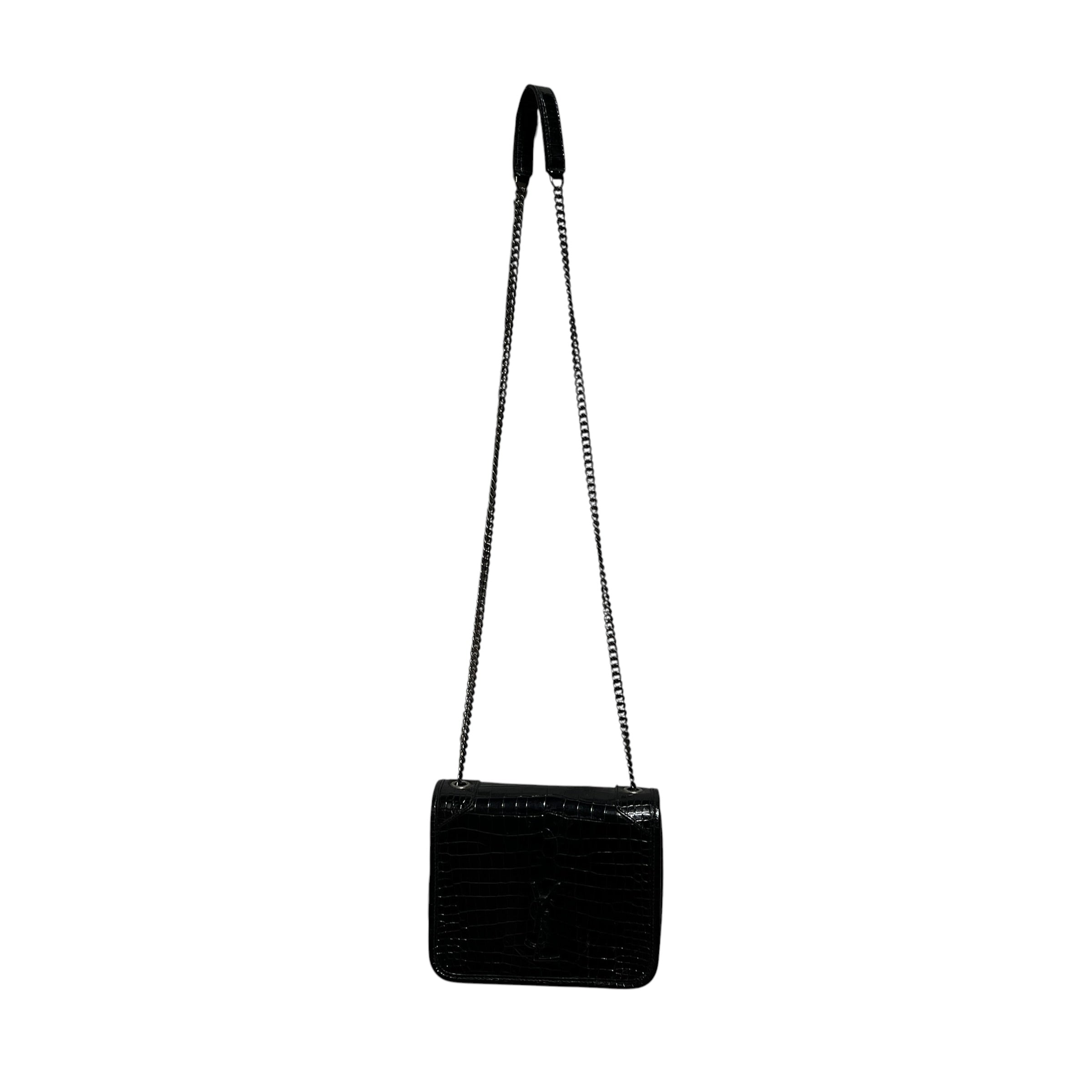 YVES SAINT LAURENT/Cross Body Bag/Animal Pattern/Leather/BLK/embossed croc Niki view 1
