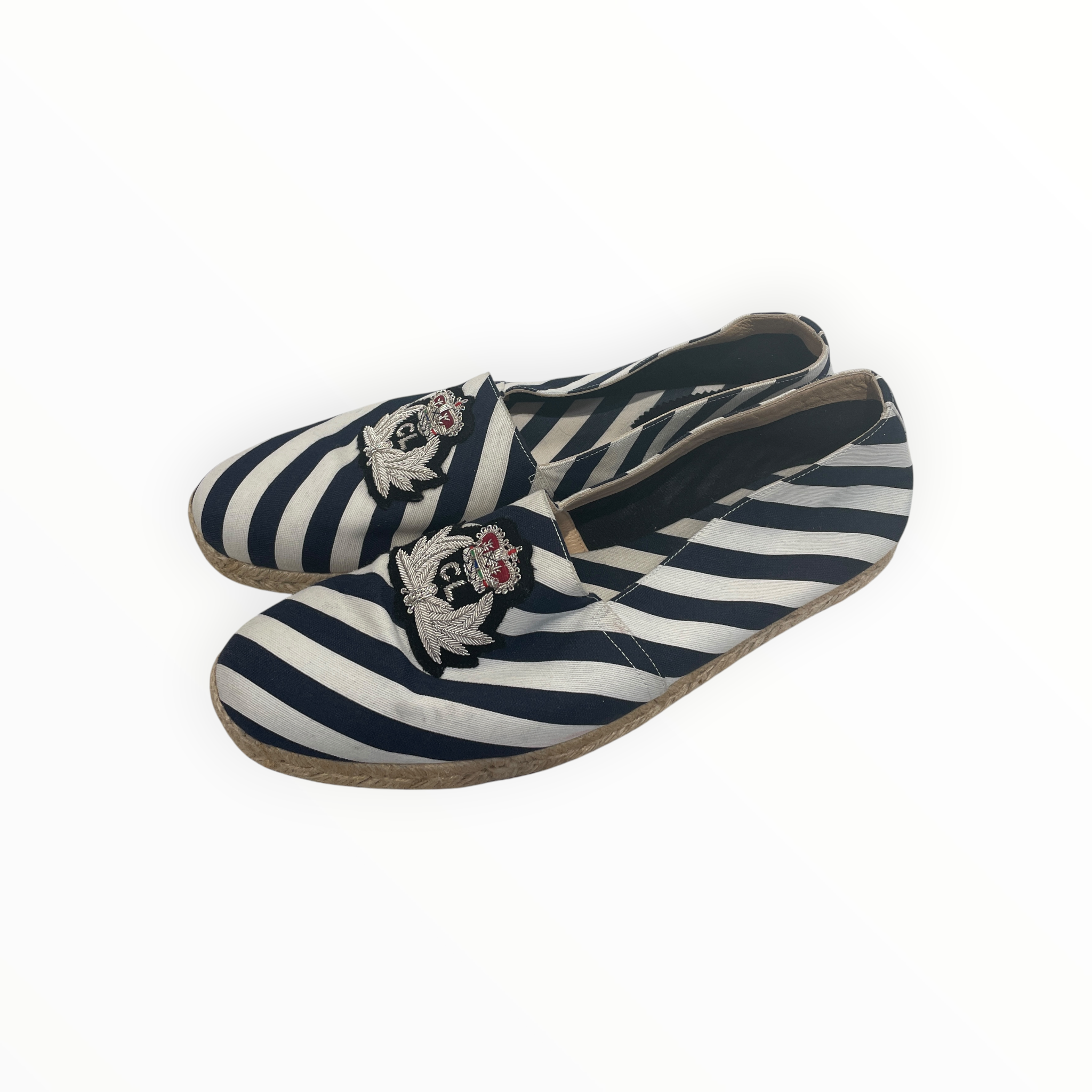 Christian Louboutin/Loafers/EU 44/Stripe/Cotton/NVY/espadrilles view 1