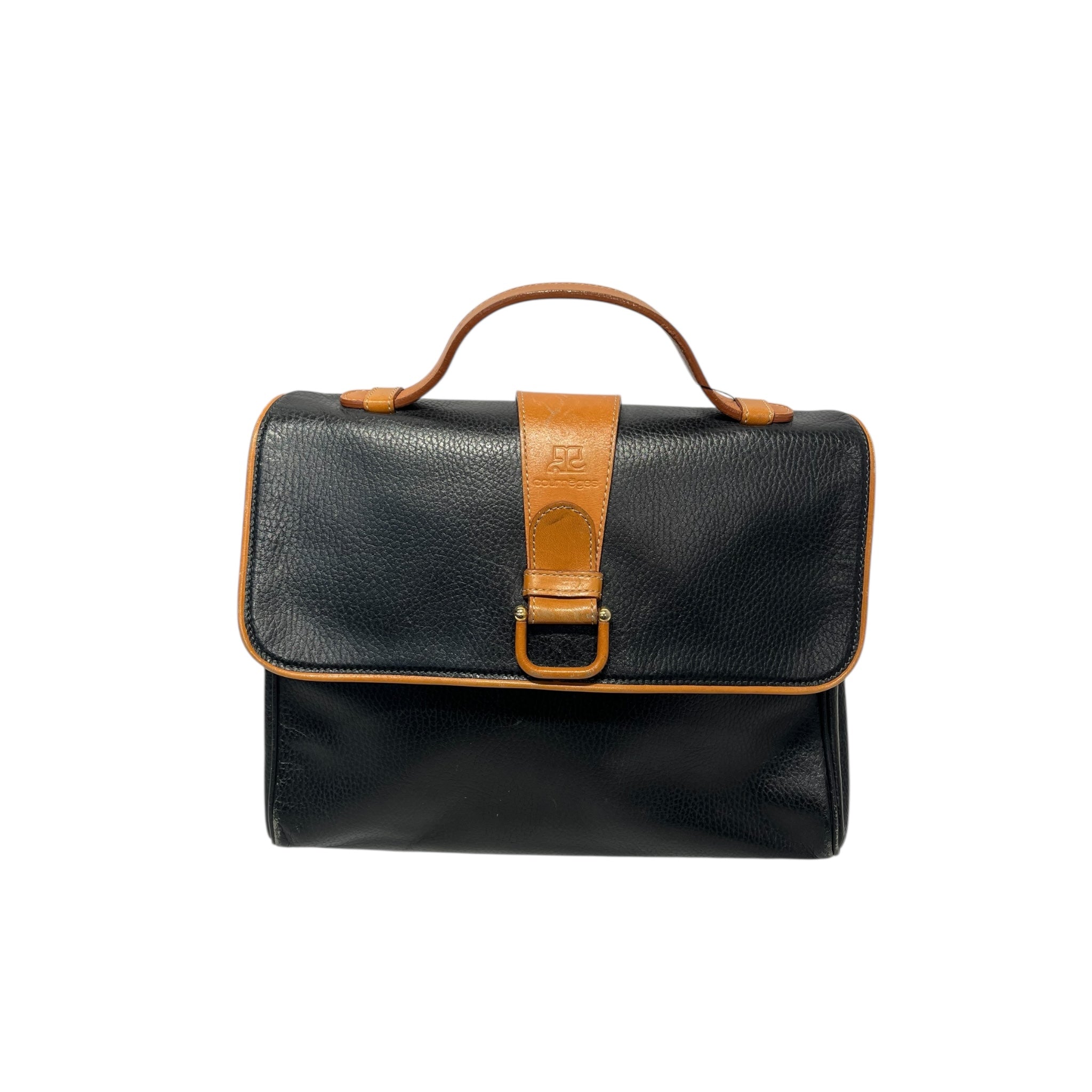 Courreges/Hand Bag/BLK/blak and brwn leather view 1