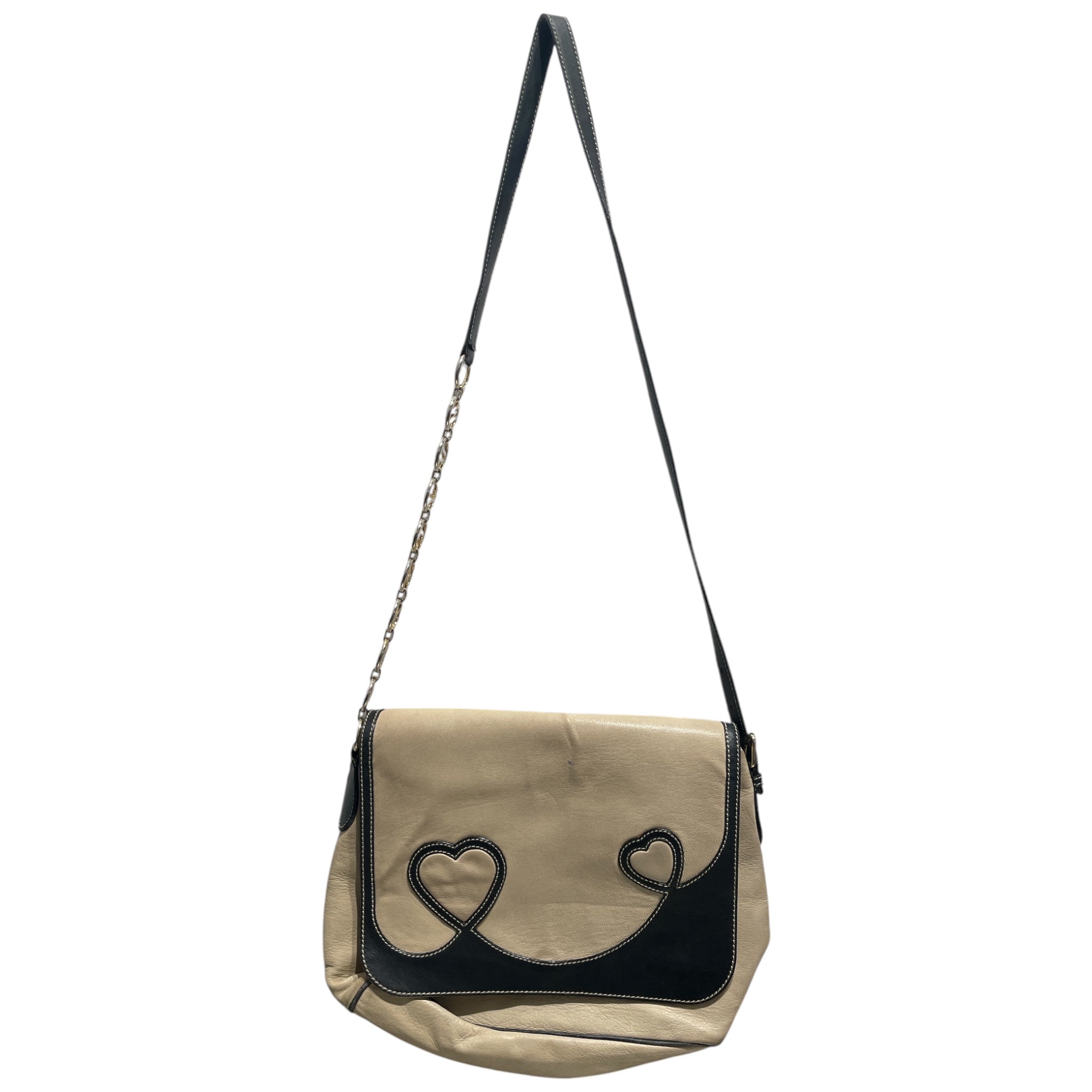MOSCHINO/Cross Body Bag/Leather/BEG/Heart Flap Leather Crossbody view 1