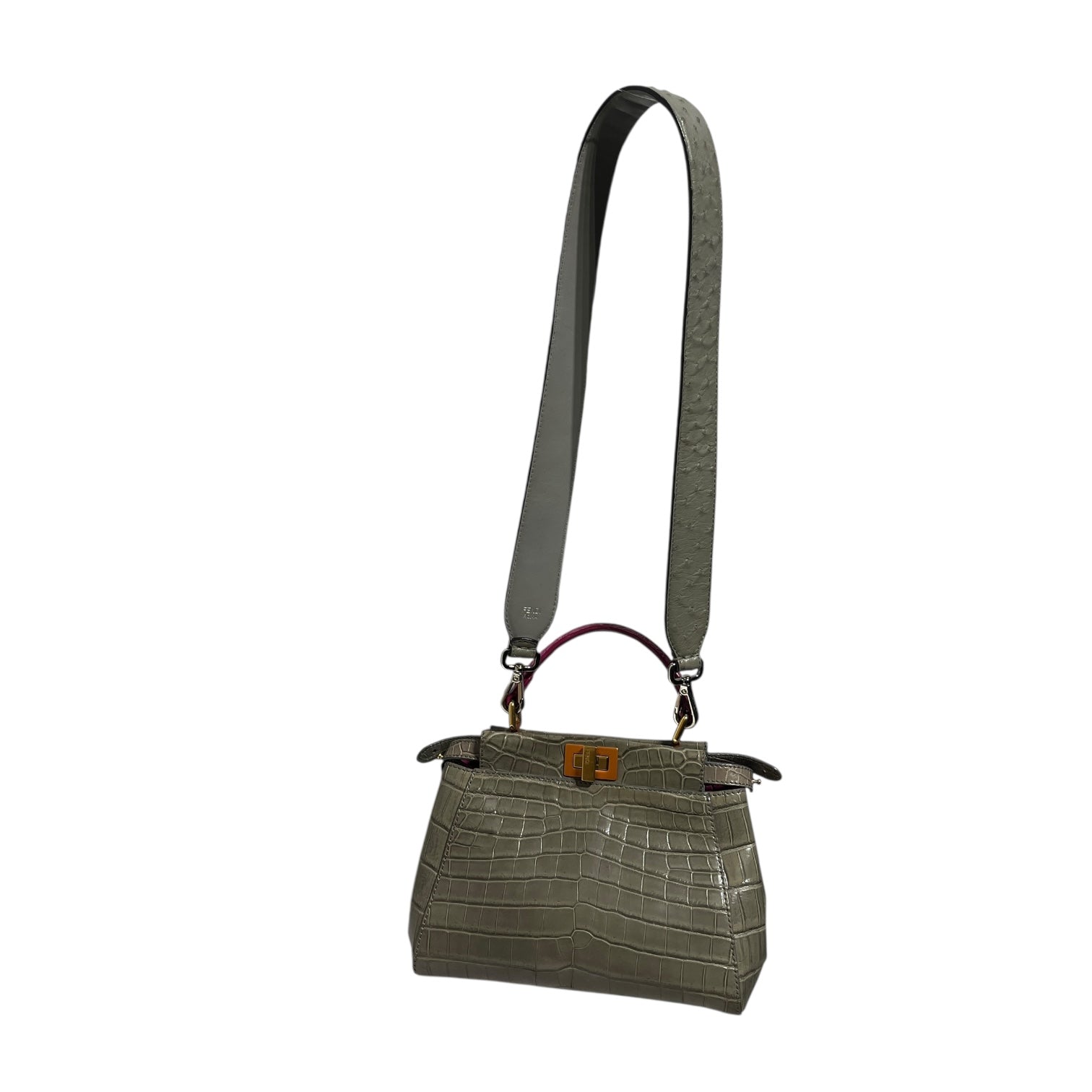 FENDI/Cross Body Bag/Animal Pattern/Leather/GRY/PEEKABOO CROCODILE view 2