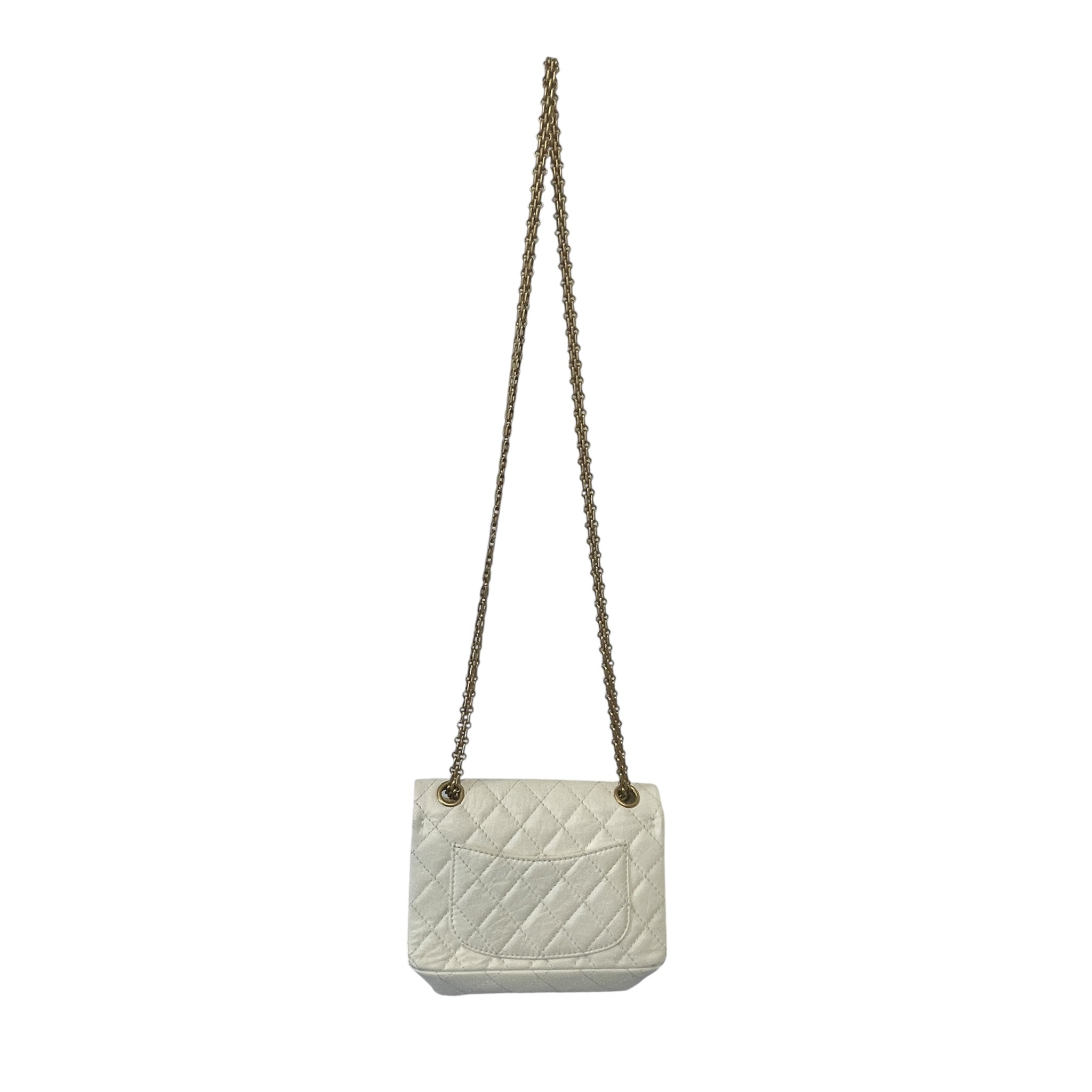 CHANEL/Cross Body Bag/Leather/WHT/GOLD HARDWARE AND CHAIN view 3