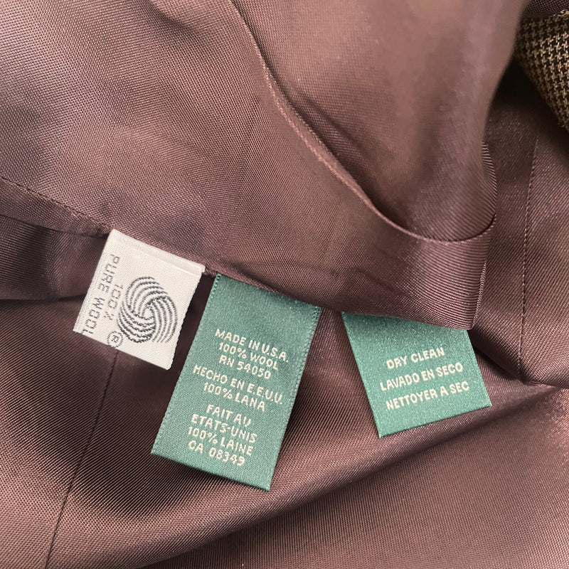 LAUREN RALPH LAUREN/Jacket/6/Houndstooth Check/Cotton/BRW/double breasted