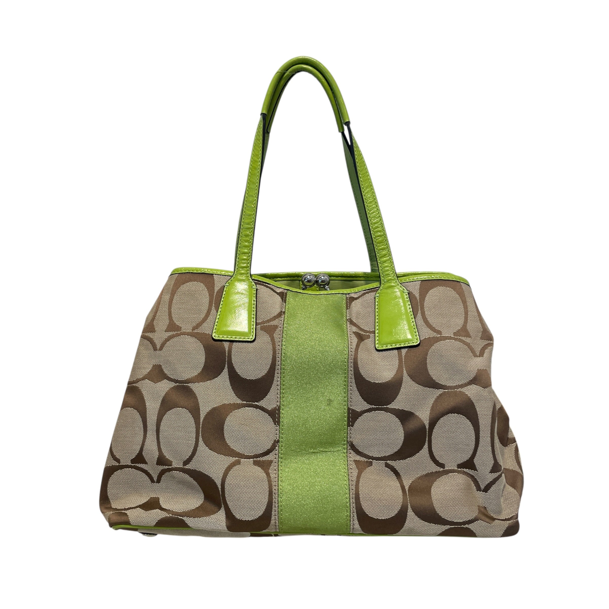 COACH/Hand Bag/Monogram/Leather/GRN/Kisslock Bag view 2