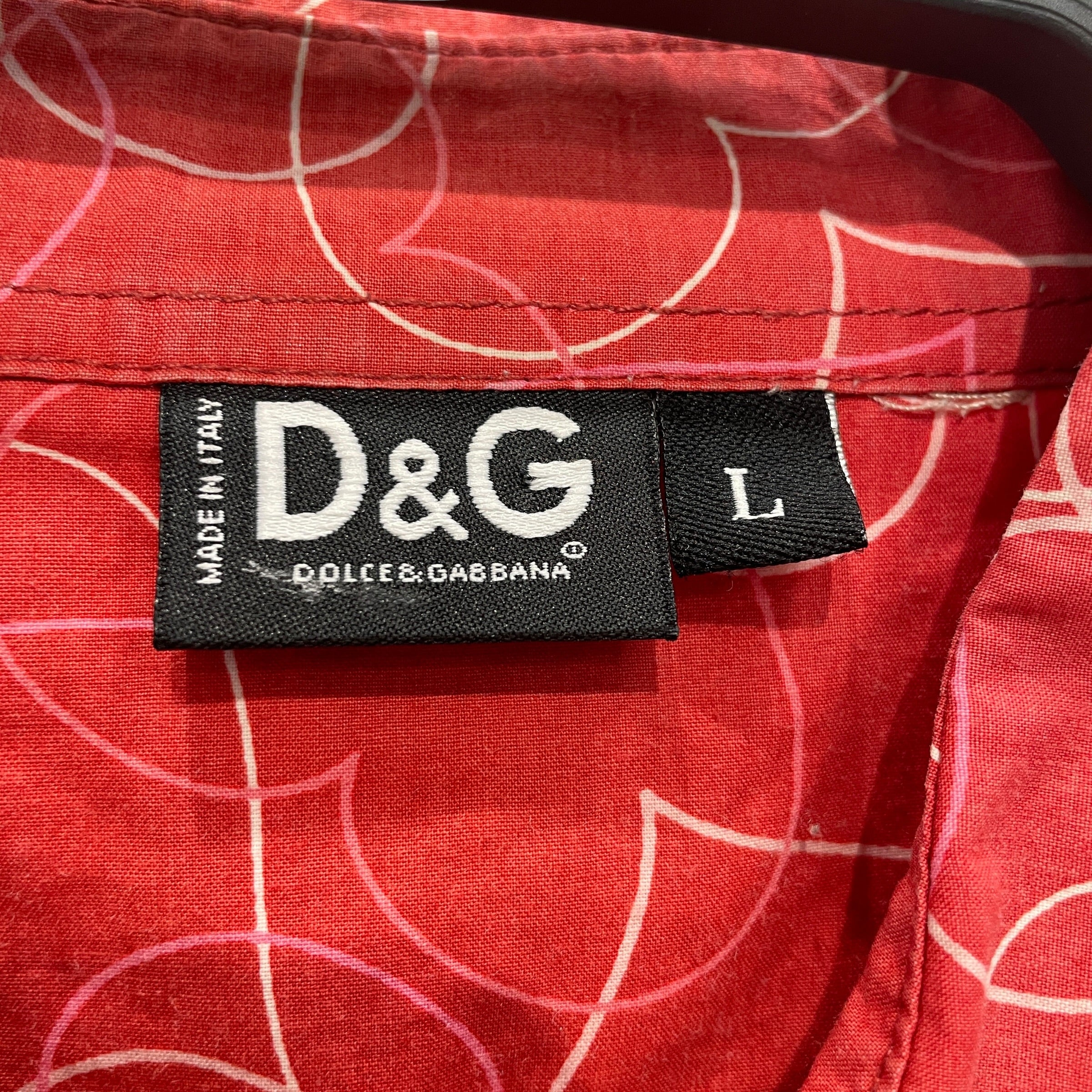 D&G/Polo Shirt/L/Cotton/RED/All Over Print/ALL OVER HEARTS/SNAP BUTTON view 3