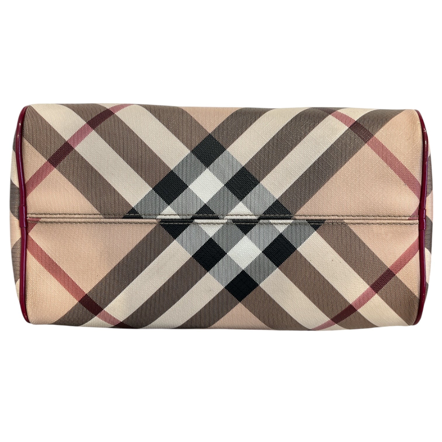 BURBERRY/Boston Bag/Plaid/Leather/RED/red border view 3