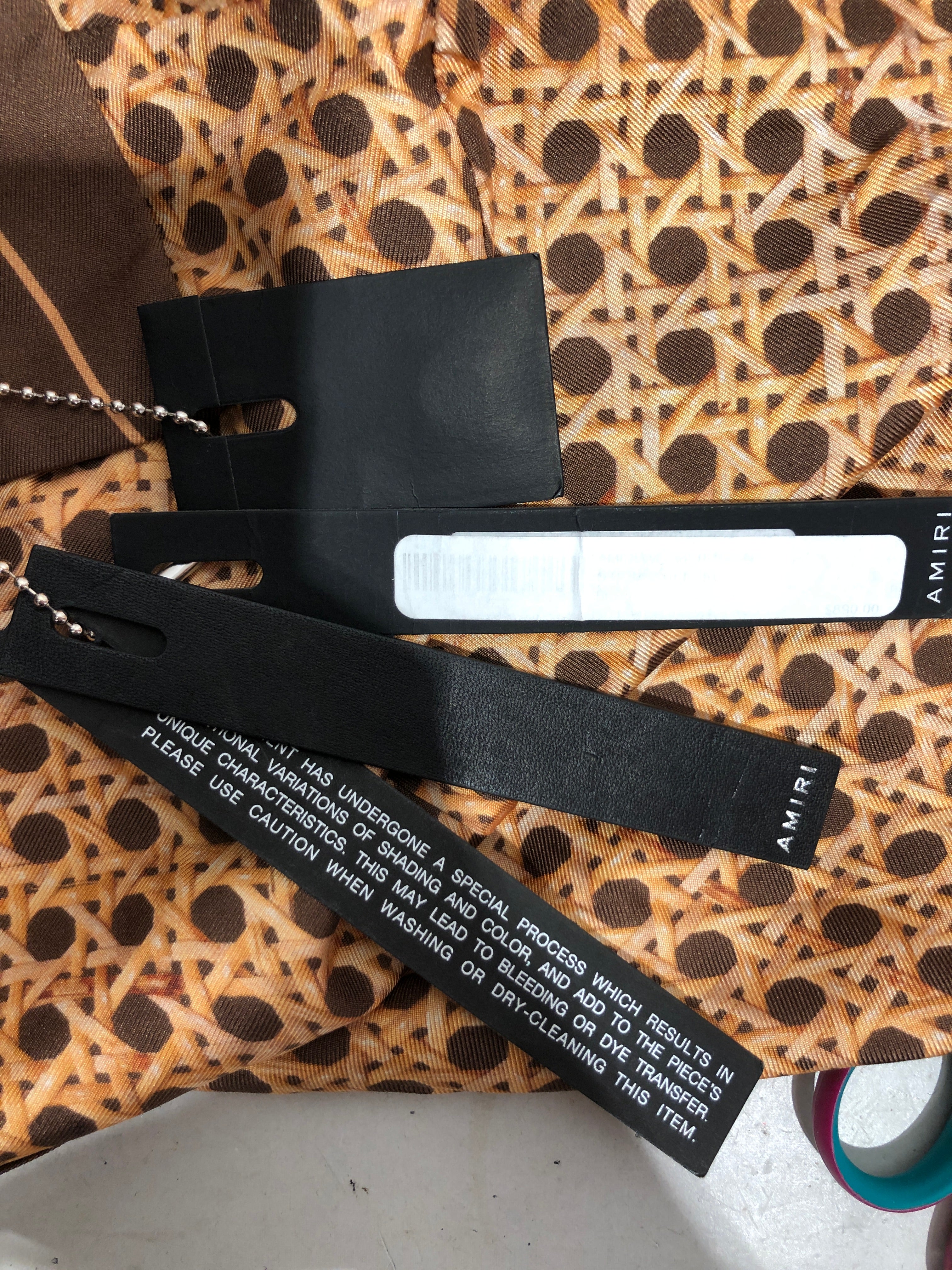 AMIRI/SS Shirt/M/Silk/BEG/All Over Print/AOP Wicker deisgn view 4