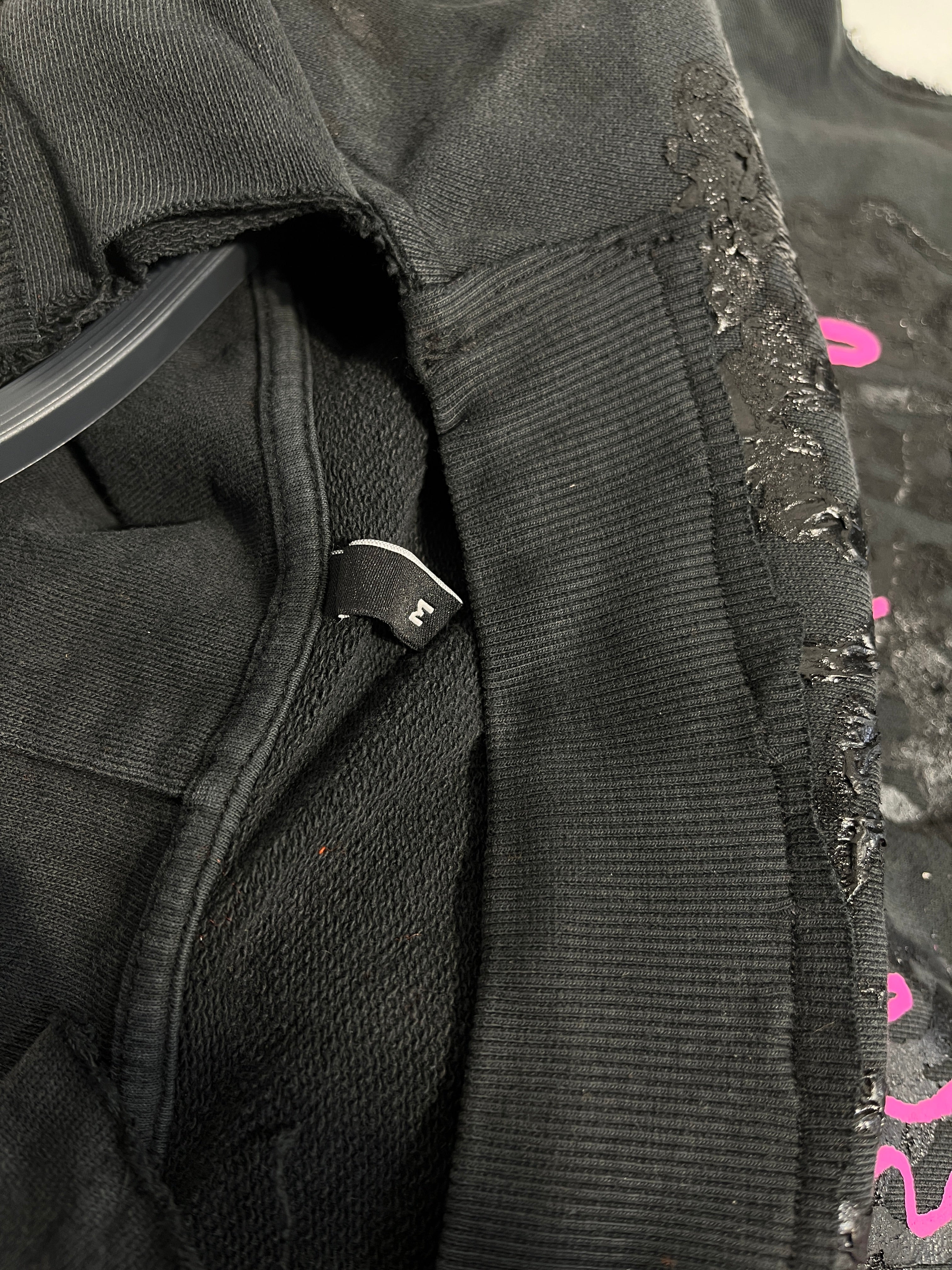 HUBANE/Vest/Cotton/BLK/SLEEVELESS HOODIE W PINK TEXT view 3