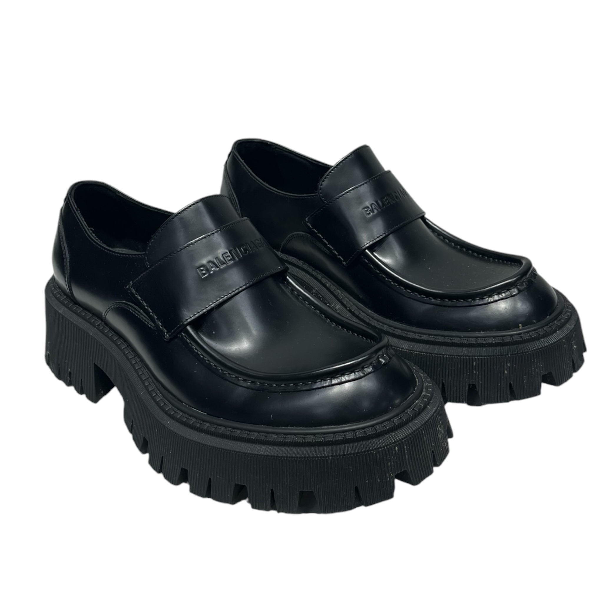 BALENCIAGA/Loafers/EU 38/Leather/BLK/TRACTOR LOAFER view 1