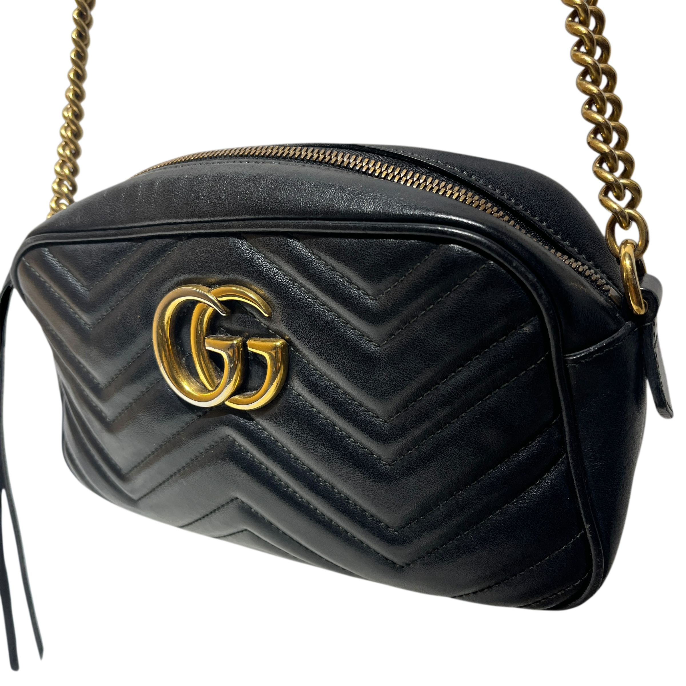 GUCCI/Cross Body Bag/Leather/BLK/Matelasse Camera Bag view 2