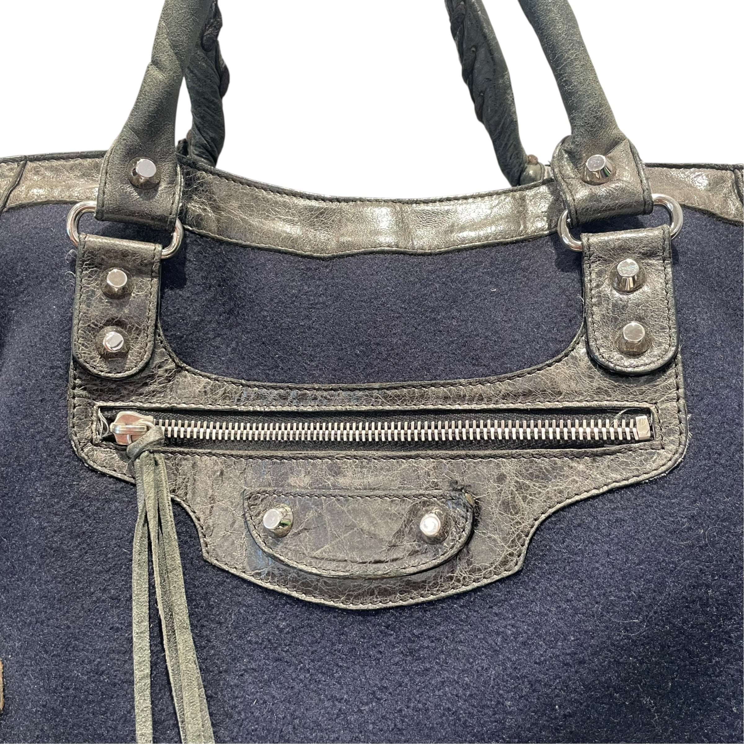 BALENCIAGA/Hand Bag/Border/Wool/NVY/Navy Wool Classic City Bag view 4