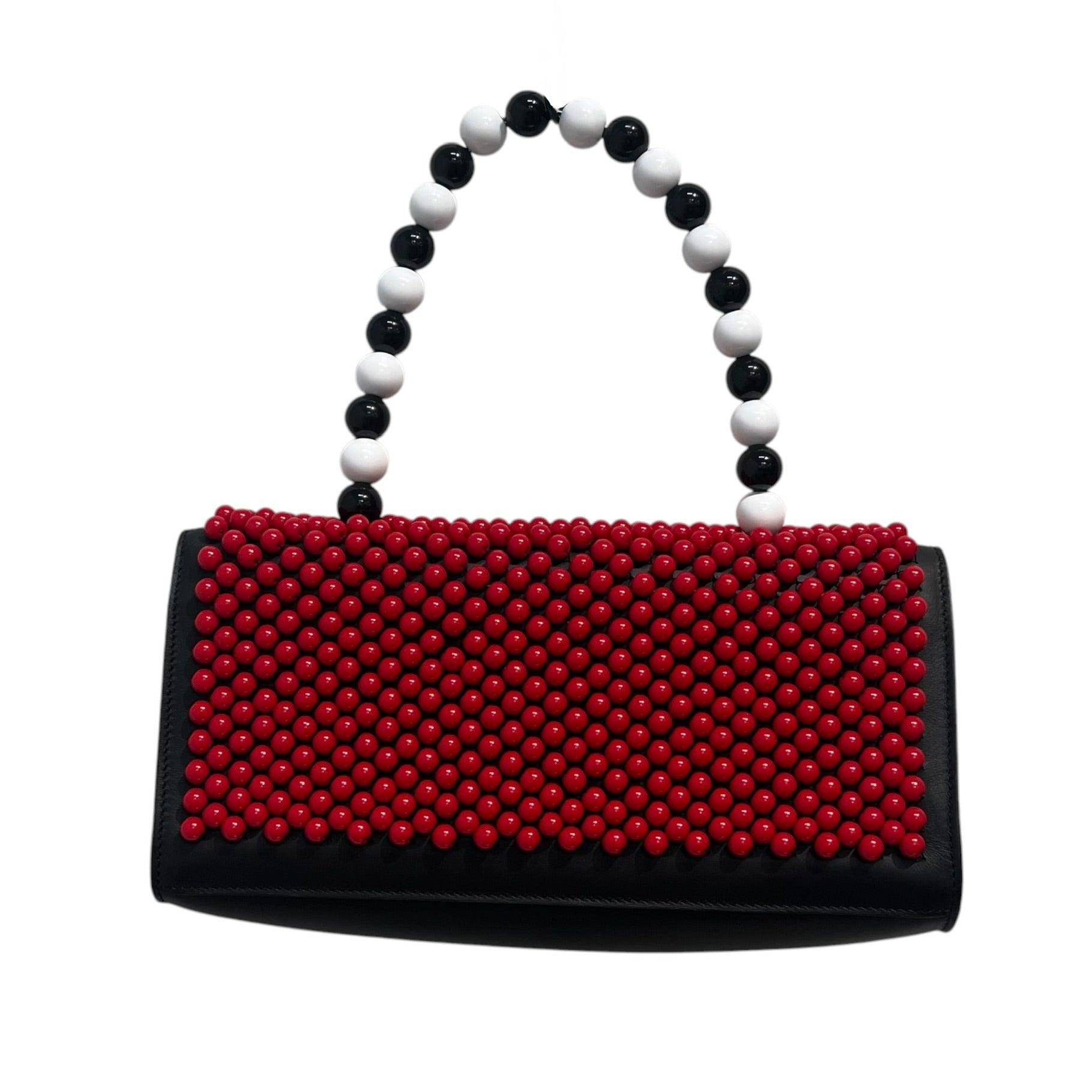 LES PETIT JOUEURS/Hand Bag/Leather/BLK/BEADE-RED BLK WHT view 2