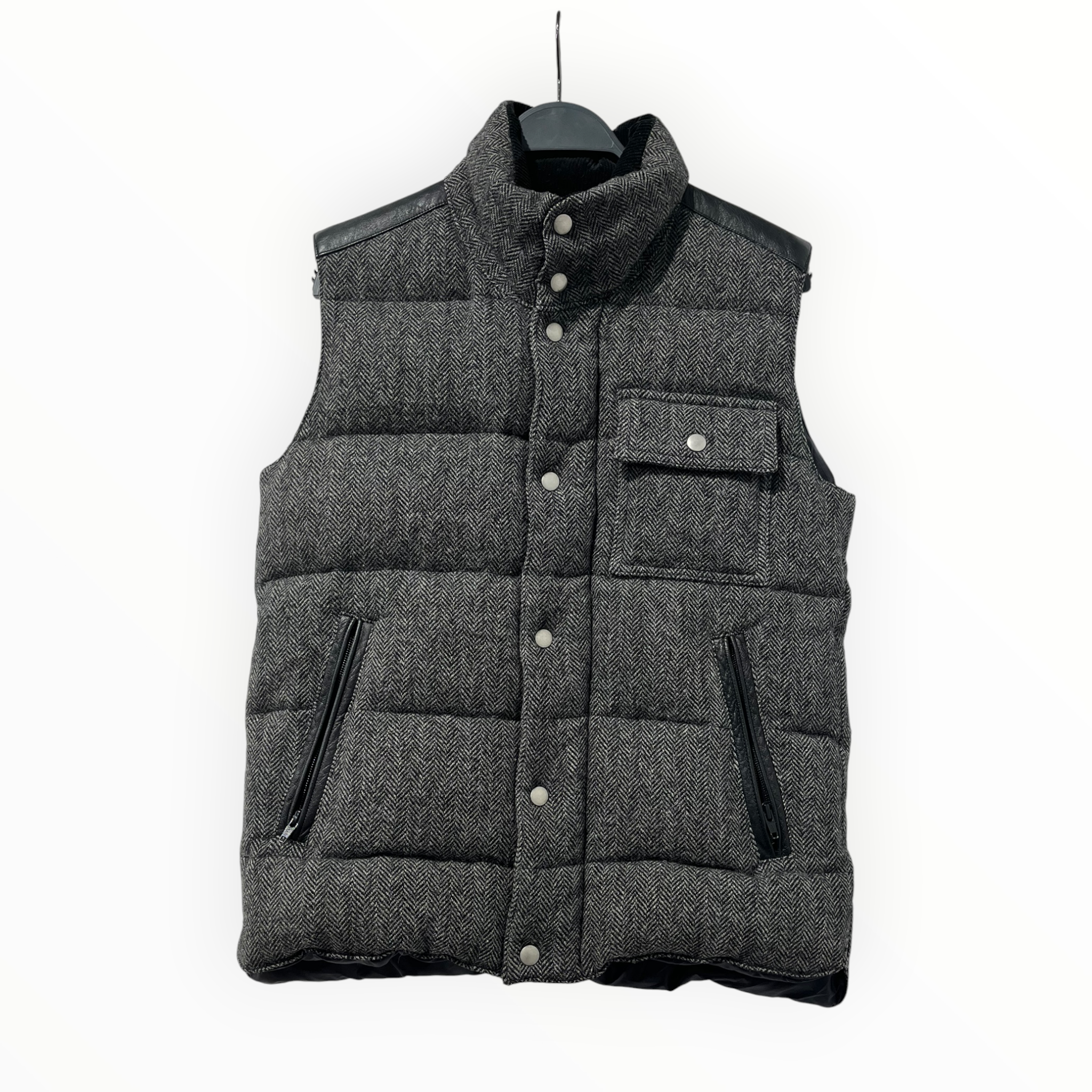 COMME des GARCONS HOMME/Puffer Vest/XS/Plaid/Wool/GRY/Utility/ view 1